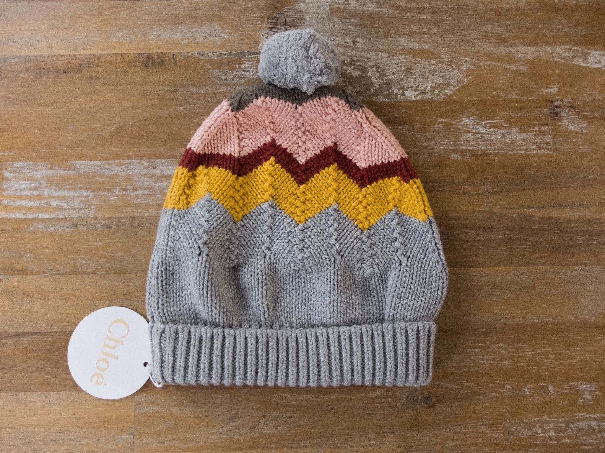 Chloe CHLOE Paris zig zag knit cotton wool blend beanie hat 56 Size ONE SIZE - 1 Thumbnail