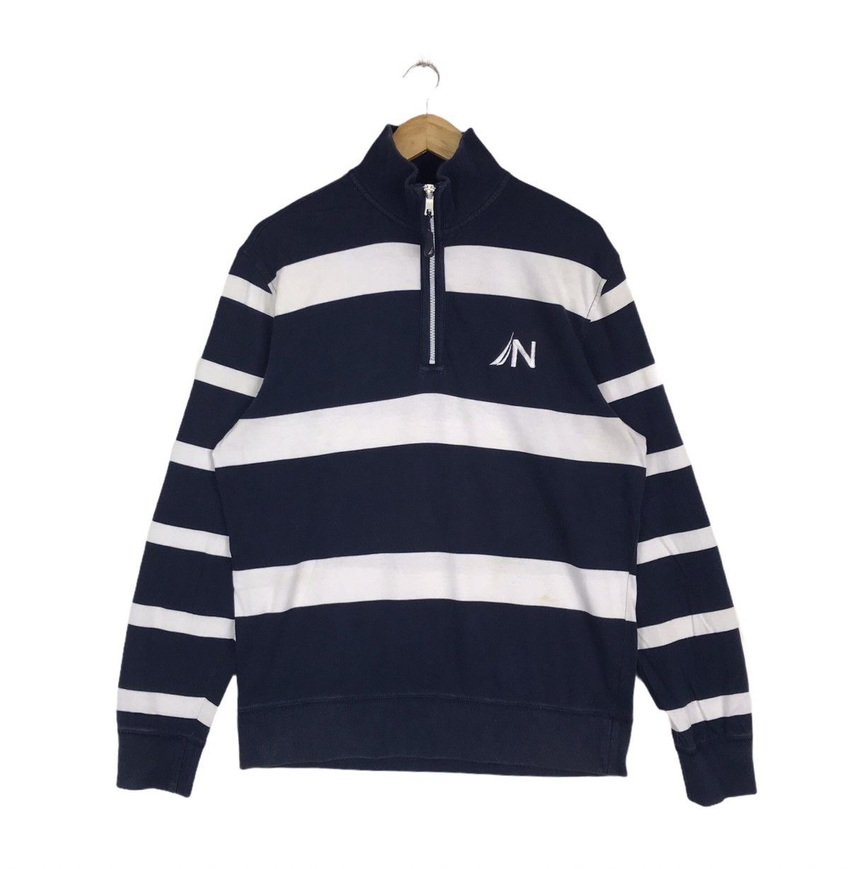 Nautica Nautica Sailing Stripe Half Zipper Sweatshirt Size US L / EU 52-54 / 3 - 1 Thumbnail