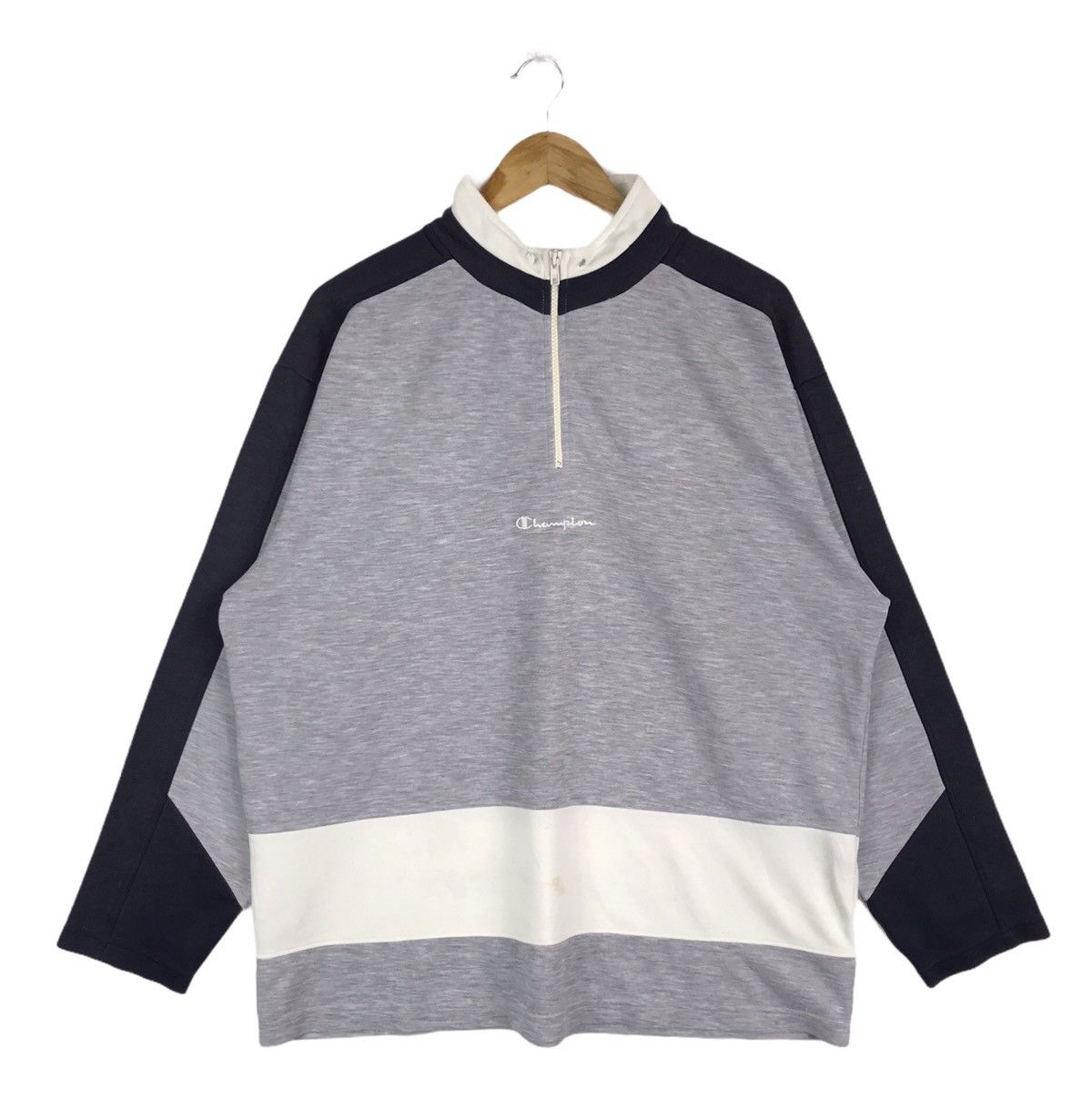 Champion Vintage 90s Champion Spell Out Half Zipper Sweatshirt Size US L / EU 52-54 / 3 - 1 Thumbnail