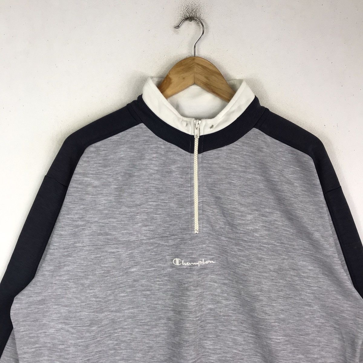 Champion Vintage 90s Champion Spell Out Half Zipper Sweatshirt Size US L / EU 52-54 / 3 - 2 Thumbnail