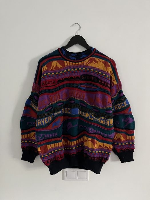 Vintage Coogi Style 3D Knit Hysport Australia Emaroo Wool Sweater