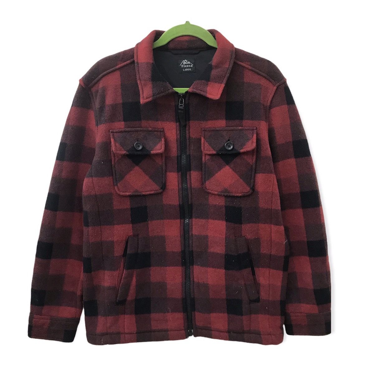 image of Uniqlo X Boa Fleece Streetwear Checkered Jacket, Men's (Size Large)