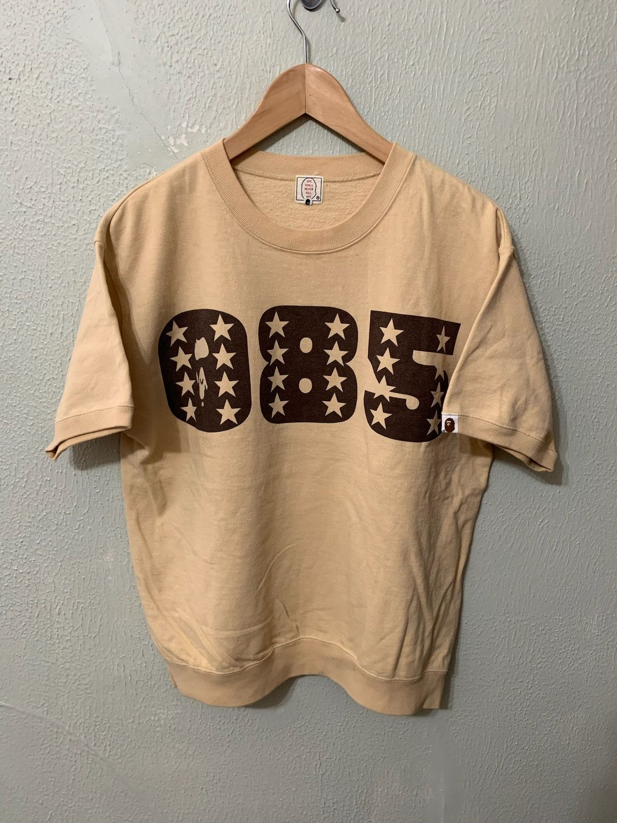 image of Bape 085 S/s Crewneck in Tan, Men's (Size Medium)