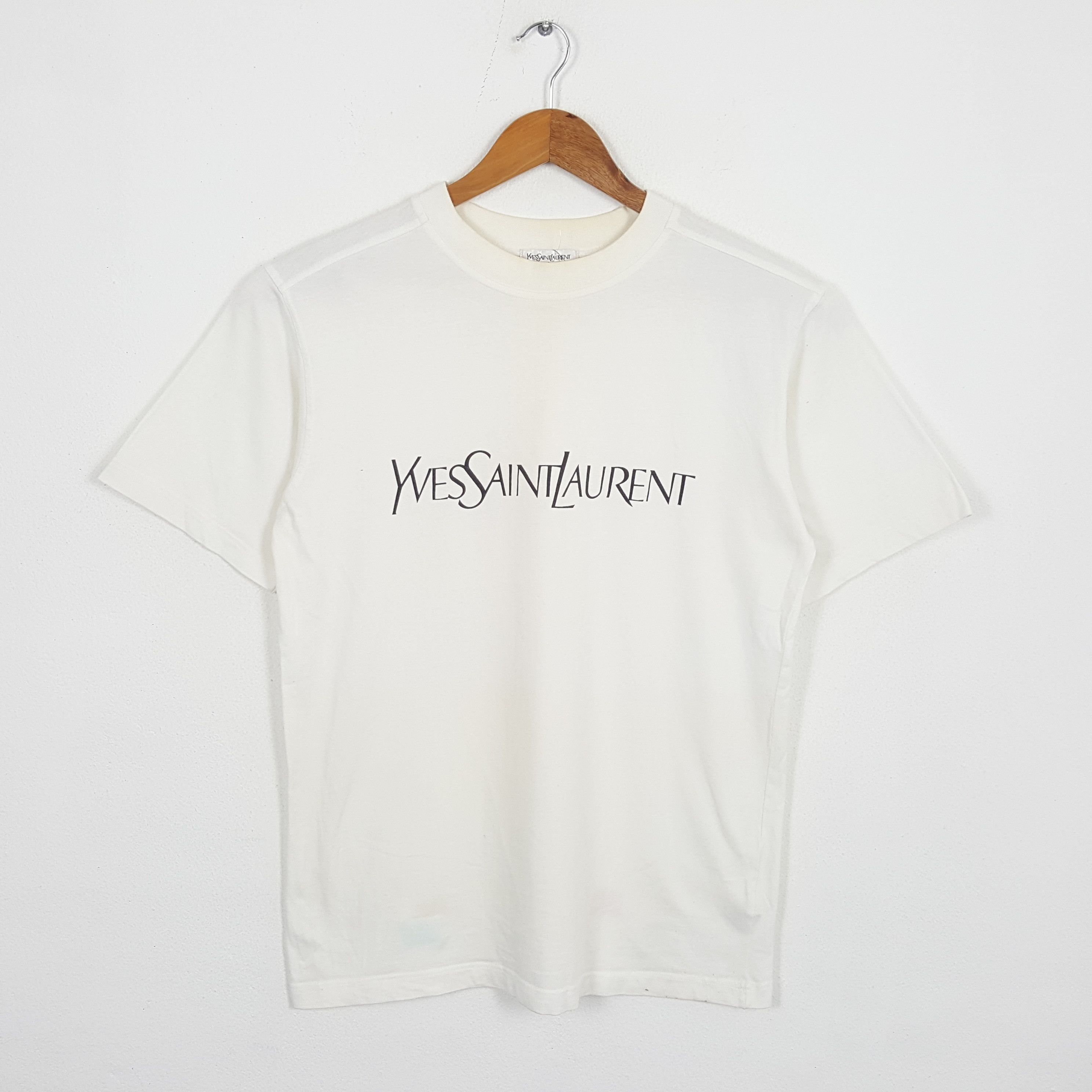 Vintage × Yves Saint Laurent Vintage YVES SAINT LAURENT Spell Out Design T-Shirt Size US L / EU 52-54 / 3 - 1 Thumbnail
