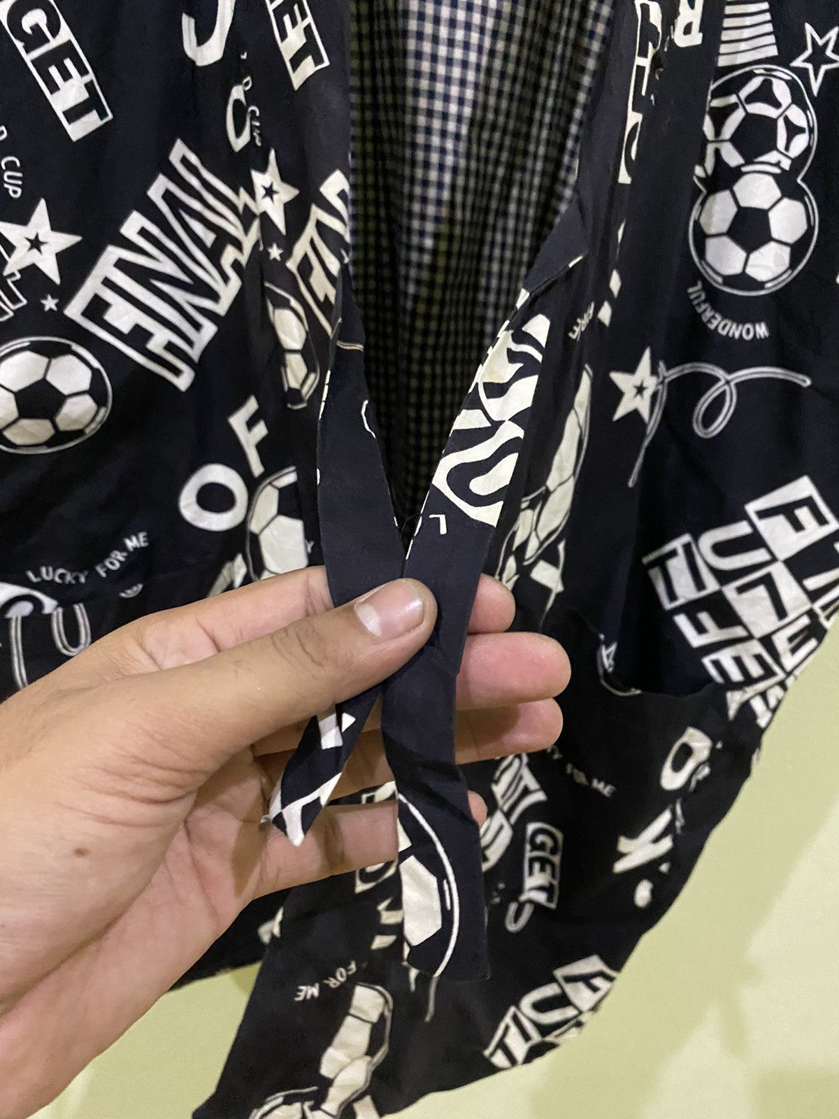 Japanese Brand × Komono ELLE CHANTE SOCCER PRINT JAPANESE KIMONO JACKET Size US M / EU 48-50 / 2 - 8 Thumbnail