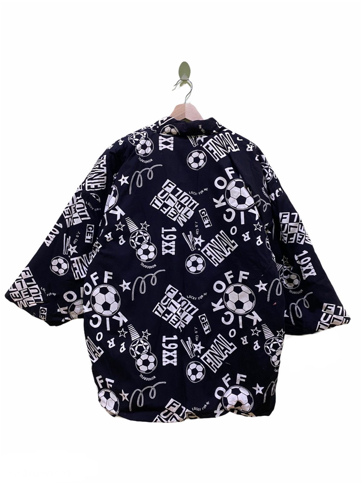 image of Kimono Japan Dragon x Komono Elle Chante Soccer Print Japanese Kimono Jacket in Black/White (Size M