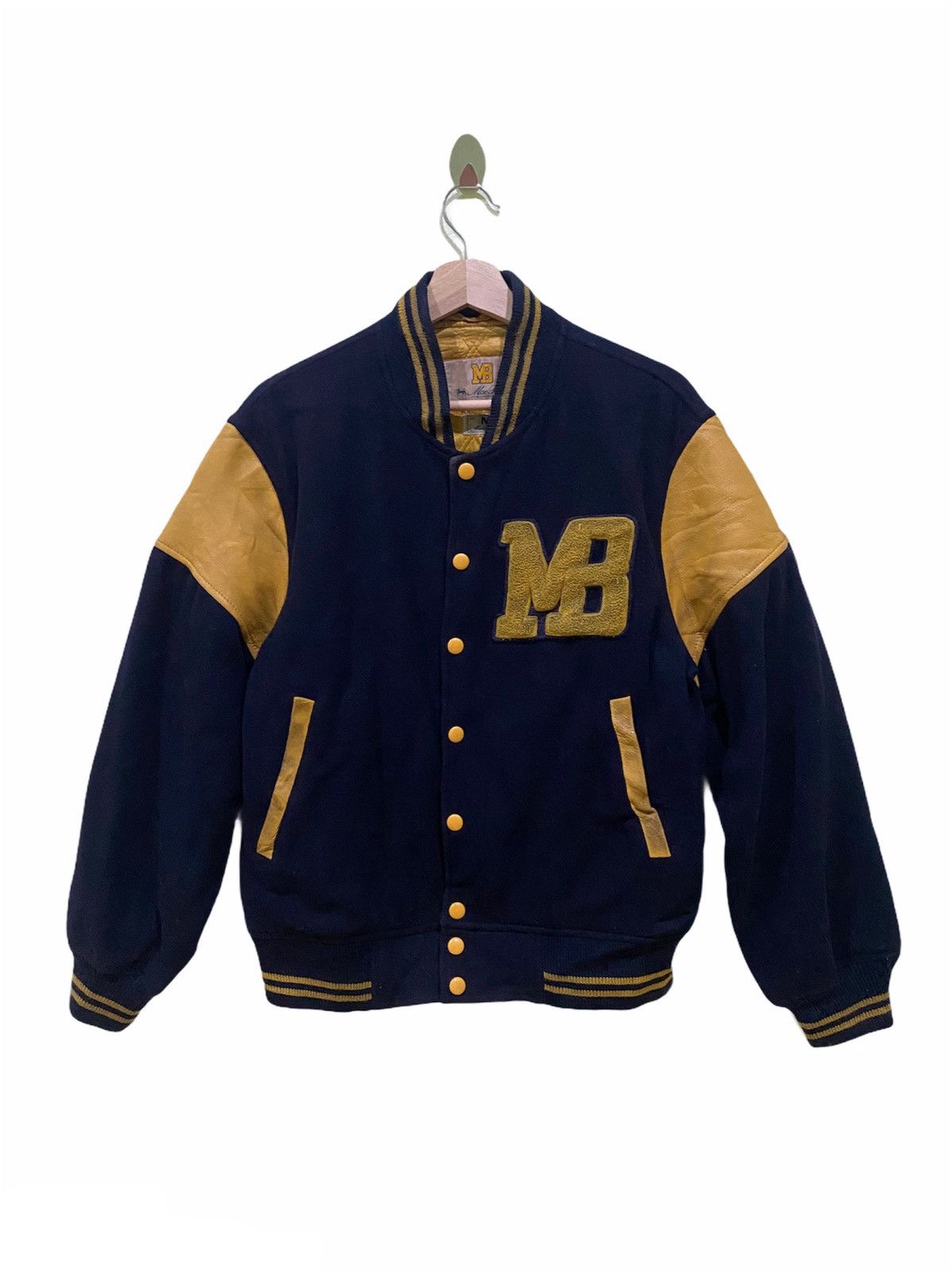 image of Mac Beth Varsity Jacket in Dark Blue/Yellow, Men's (Size Medium)