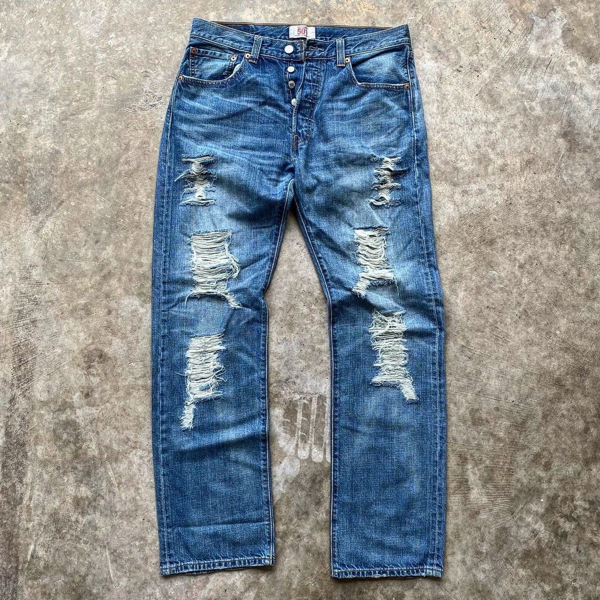 Levi's Vintage Levi’s 501 Distressed Jeans – Classic Size US 31 - 2 Thumbnail