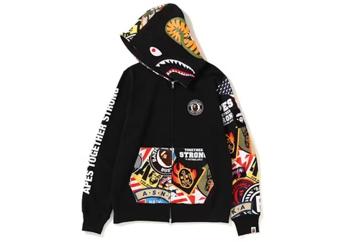 Bape Patched Shark Full Zip Hoodie Size US L / EU 52-54 / 3 - 2 Thumbnail
