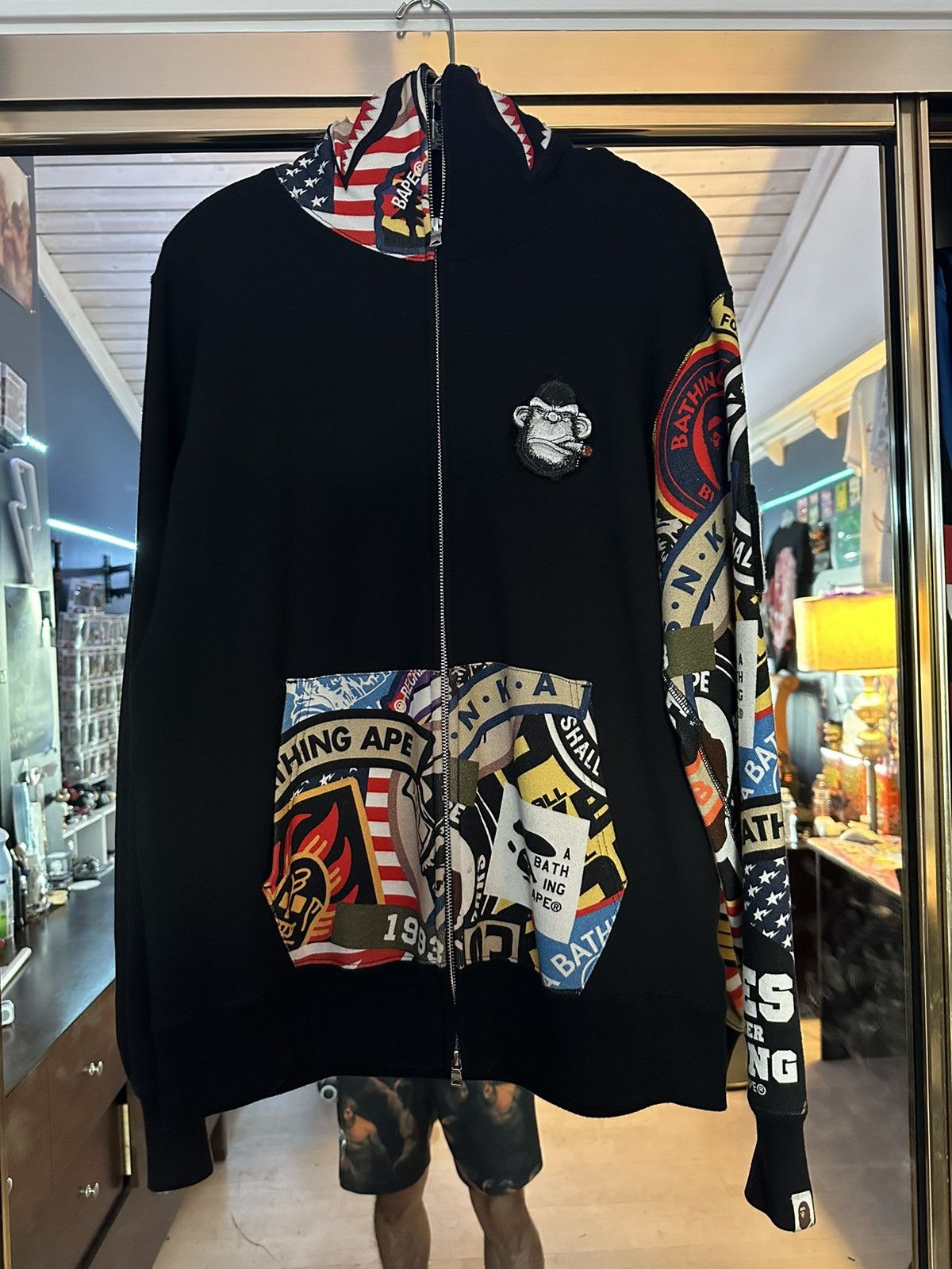 Bape Patched Shark Full Zip Hoodie Size US L / EU 52-54 / 3 - 8 Thumbnail