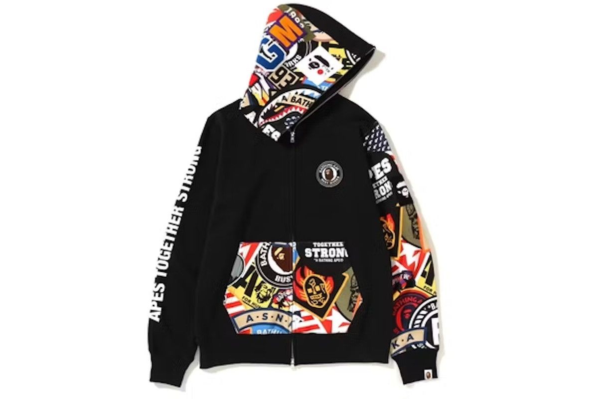 Bape Patched Shark Full Zip Hoodie Size US L / EU 52-54 / 3 - 3 Thumbnail