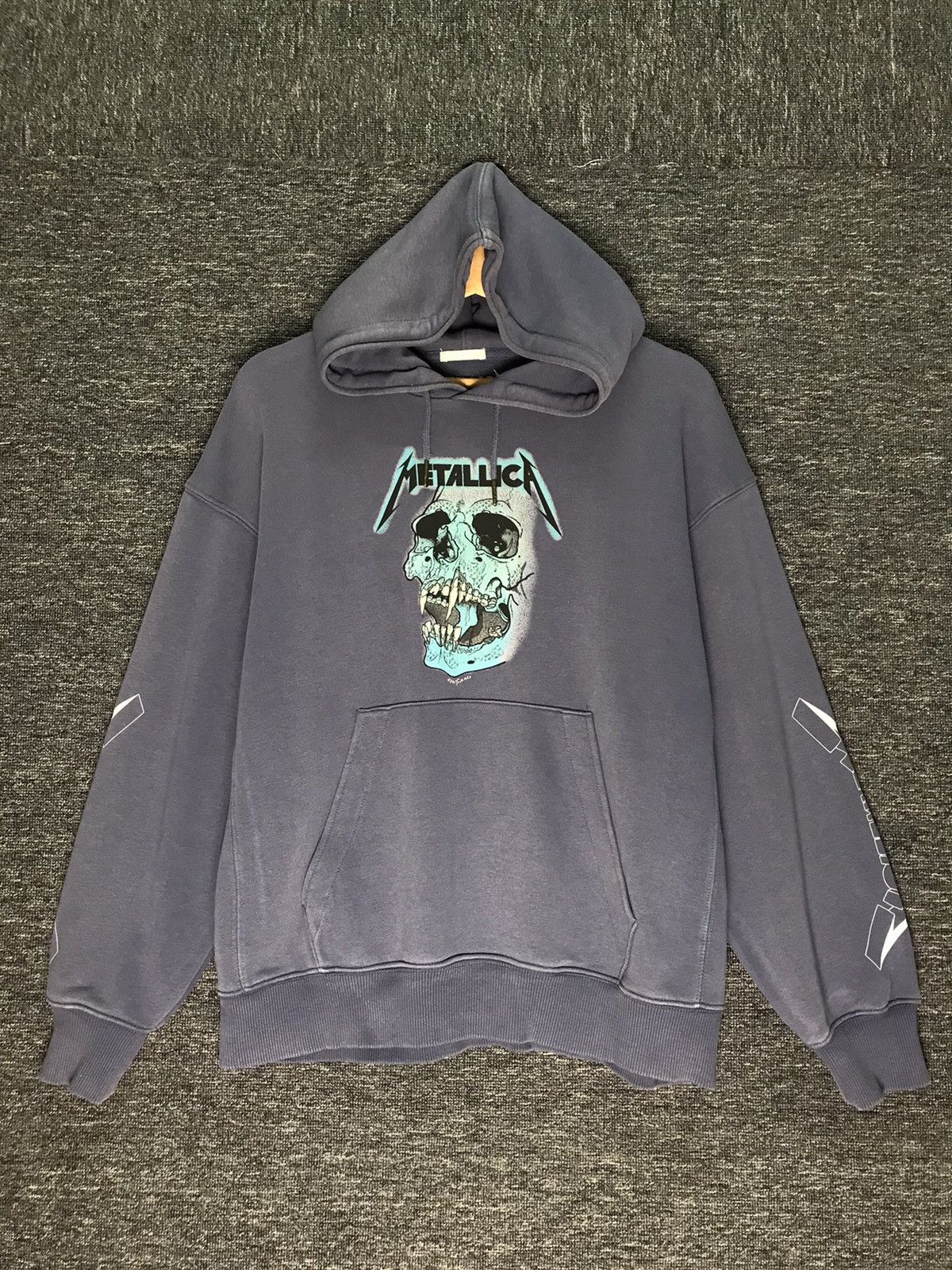 image of Band Tees x Metallica Vintage Metallica Pushead Band Hoodies in Blue, Men's (Size Medium)