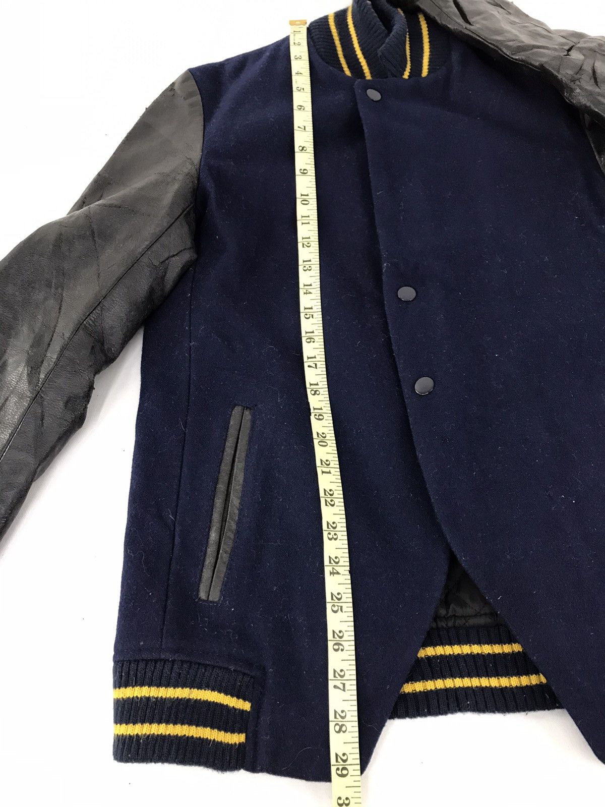 Leather Varsity Jacket Noyet Wool Cow Leather Sleeve Quilted Size US M / EU 48-50 / 2 - 9 Thumbnail