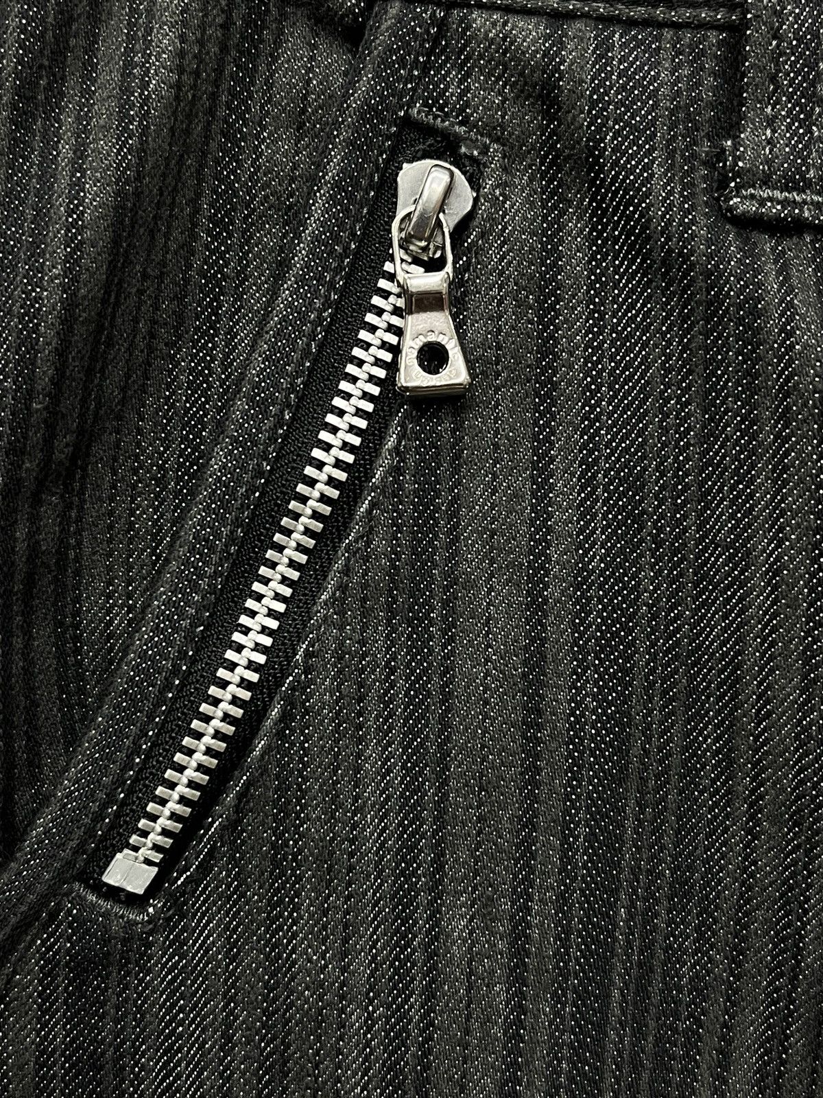 FYE🔥SEMANTIC Hickory Stripes Shiny Denim Punk Zippers Flare