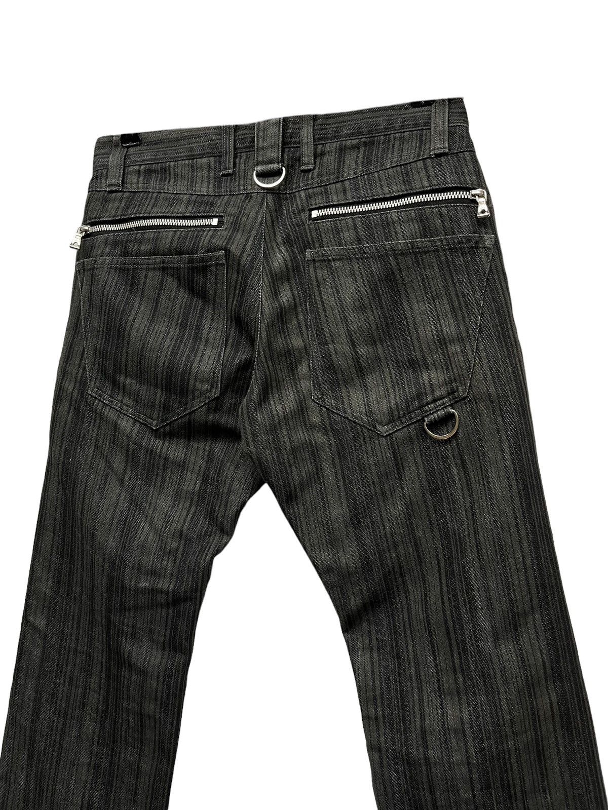 FYE🔥SEMANTIC Hickory Stripes Shiny Denim Punk Zippers Flare