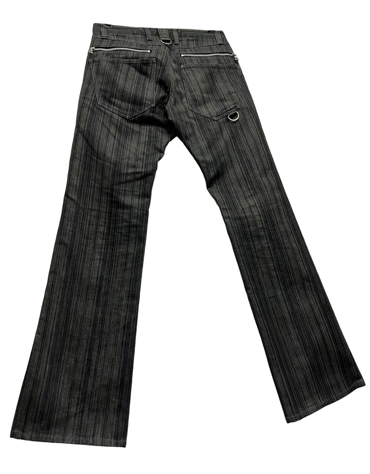 FYE🔥SEMANTIC Hickory Stripes Shiny Denim Punk Zippers Flare