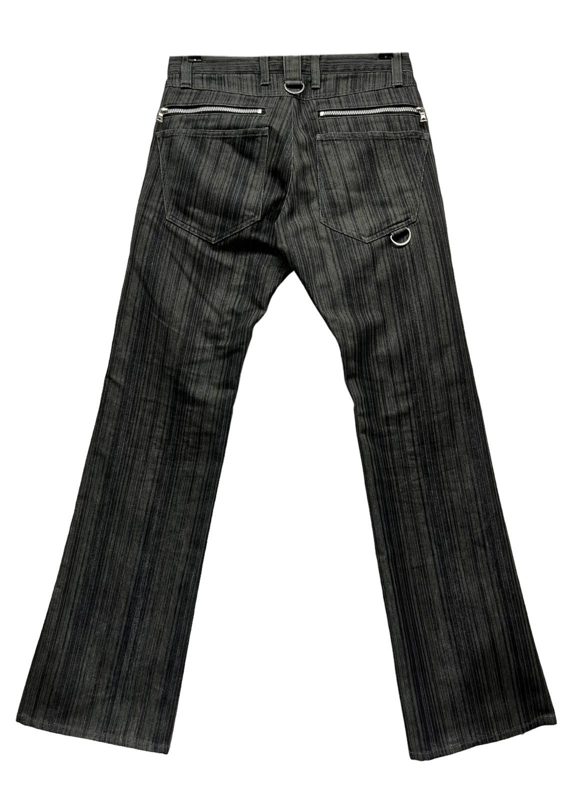 FYE🔥SEMANTIC Hickory Stripes Shiny Denim Punk Zippers Flare