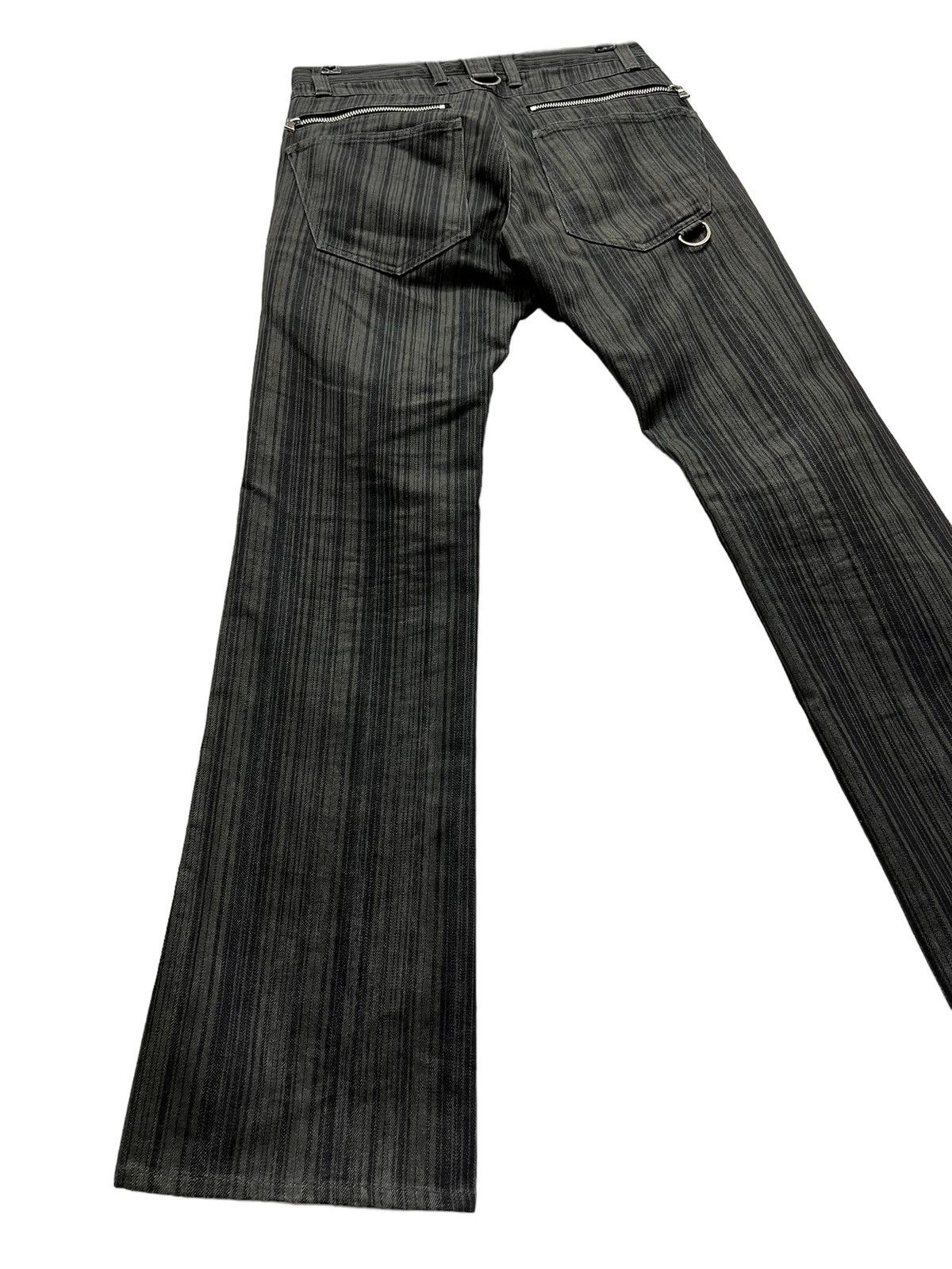 FYE🔥SEMANTIC Hickory Stripes Shiny Denim Punk Zippers Flare