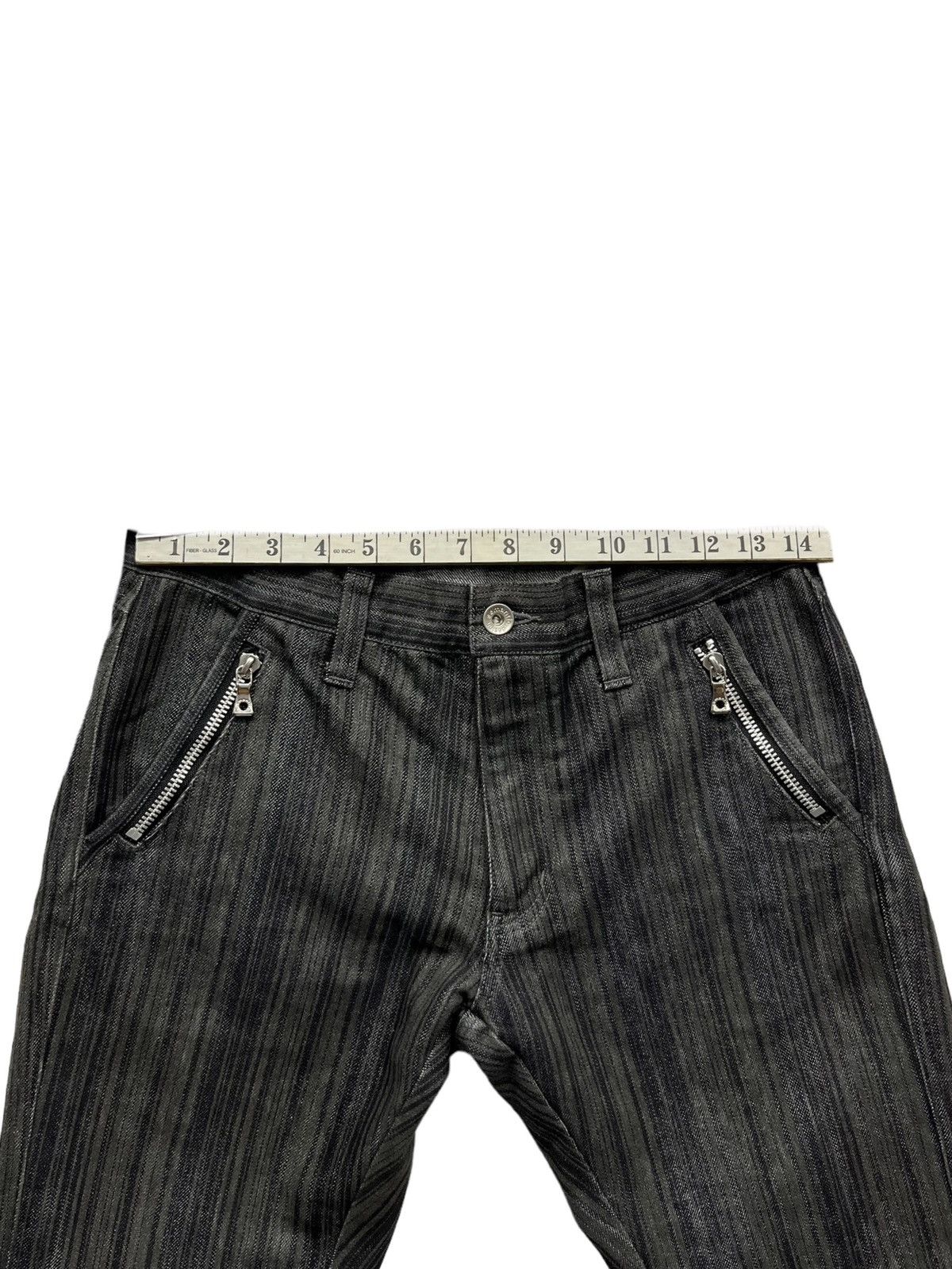 FYE🔥SEMANTIC Hickory Stripes Shiny Denim Punk Zippers Flare
