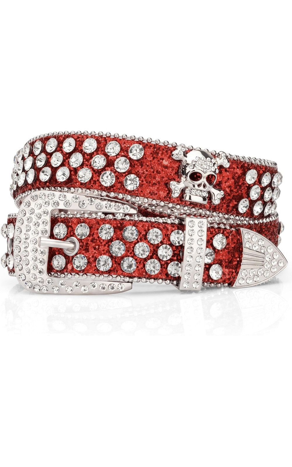 Vintage like custom Belt Chrome Y2k Crystals with skull