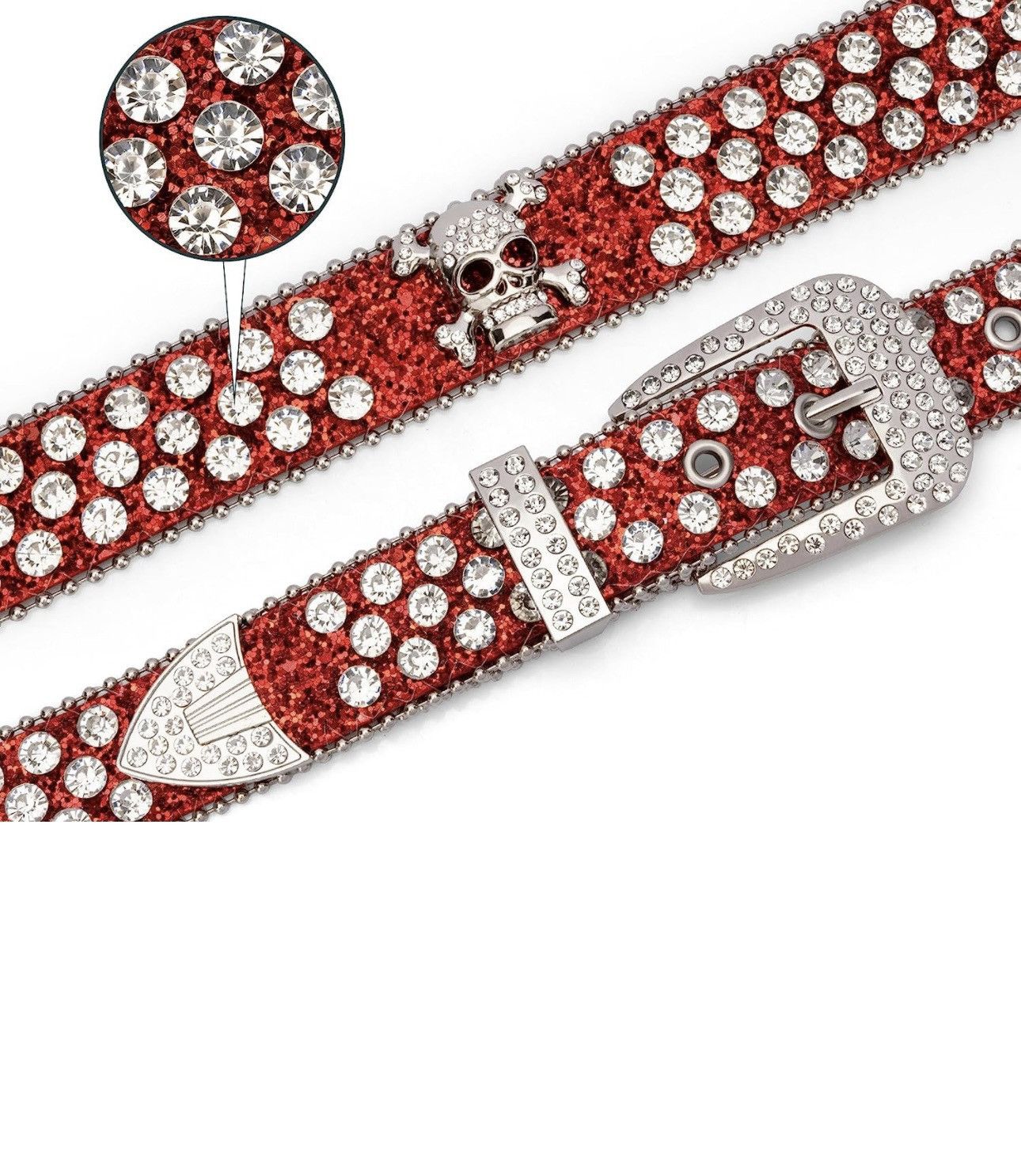 Vintage like custom Belt Chrome Y2k Crystals with skull