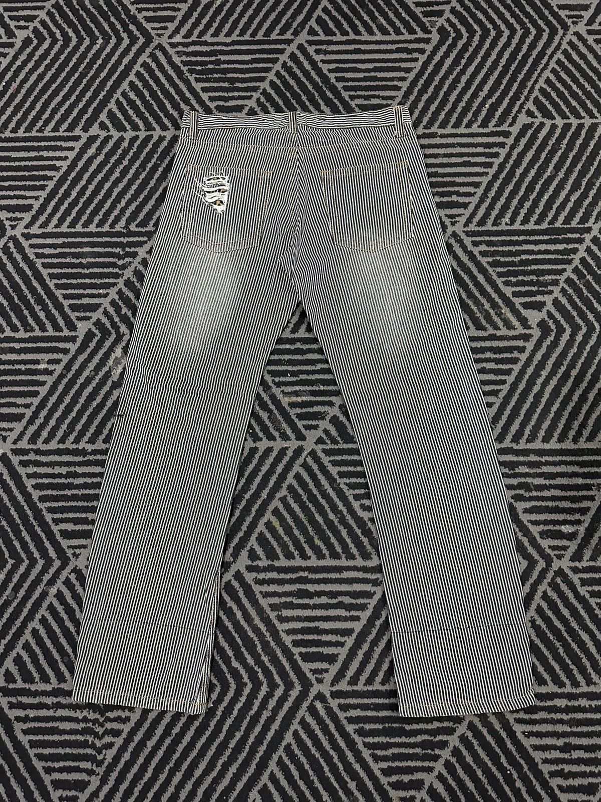 If Six Was Nine × Vintage Vintage Japanese Punk Style Skull Patchwork Striped Denim Size US 32 / EU 48 - 10 Thumbnail