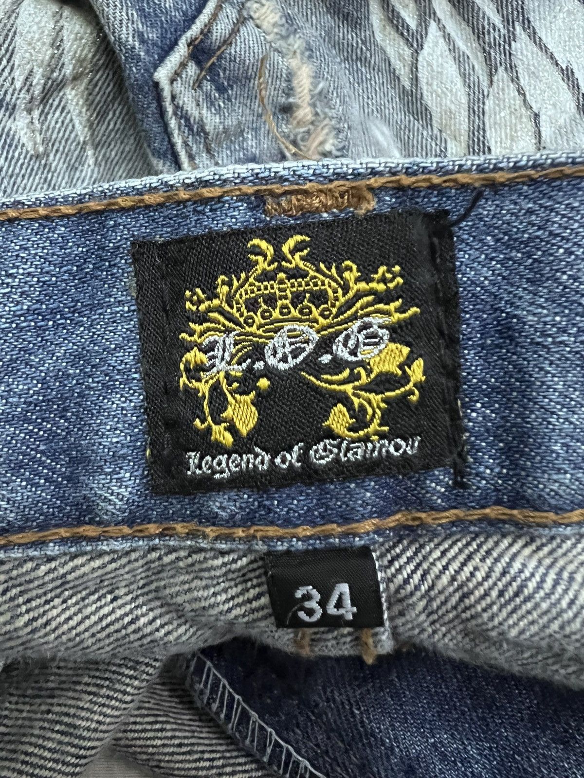 Japanese Brand FLARED🔥LAGEND OF GLAMOUR DISTRESSED RIPPED DENIM PANTS Size US 32 / EU 48 - 8 Thumbnail