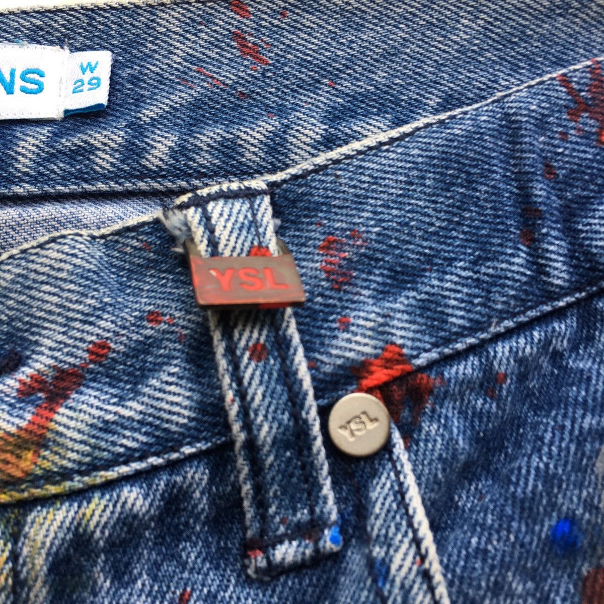 Yves Saint Laurent Vintage Rare Yves Saint Laurent Paris Painted Jeans Size US 29 - 9 Thumbnail