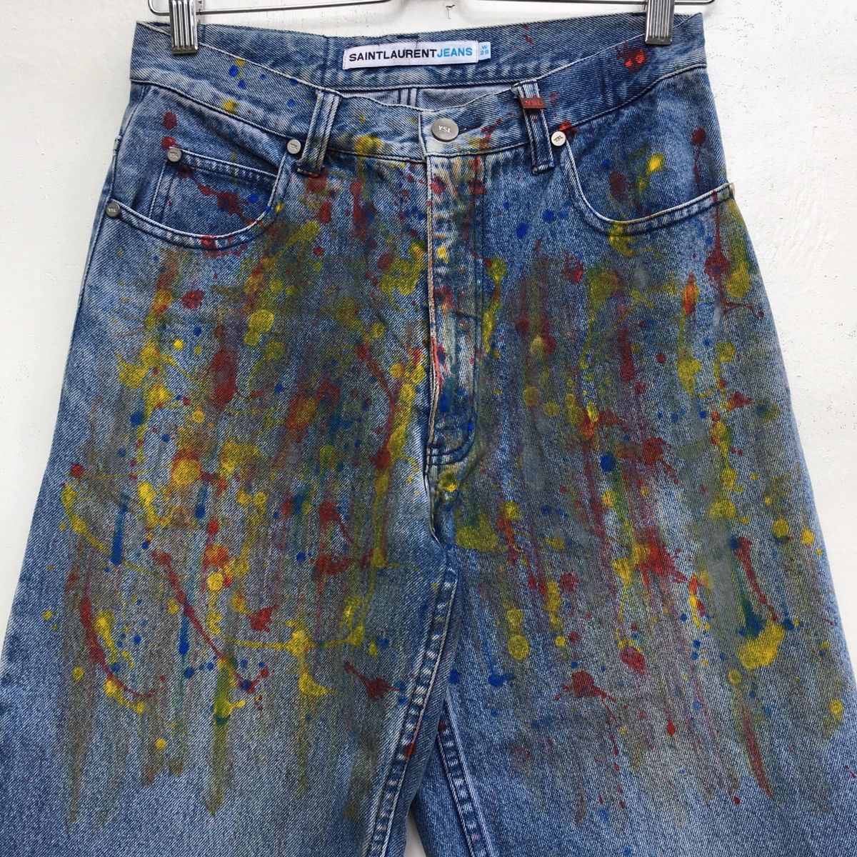 Yves Saint Laurent Vintage Rare Yves Saint Laurent Paris Painted Jeans Size US 29 - 5 Thumbnail
