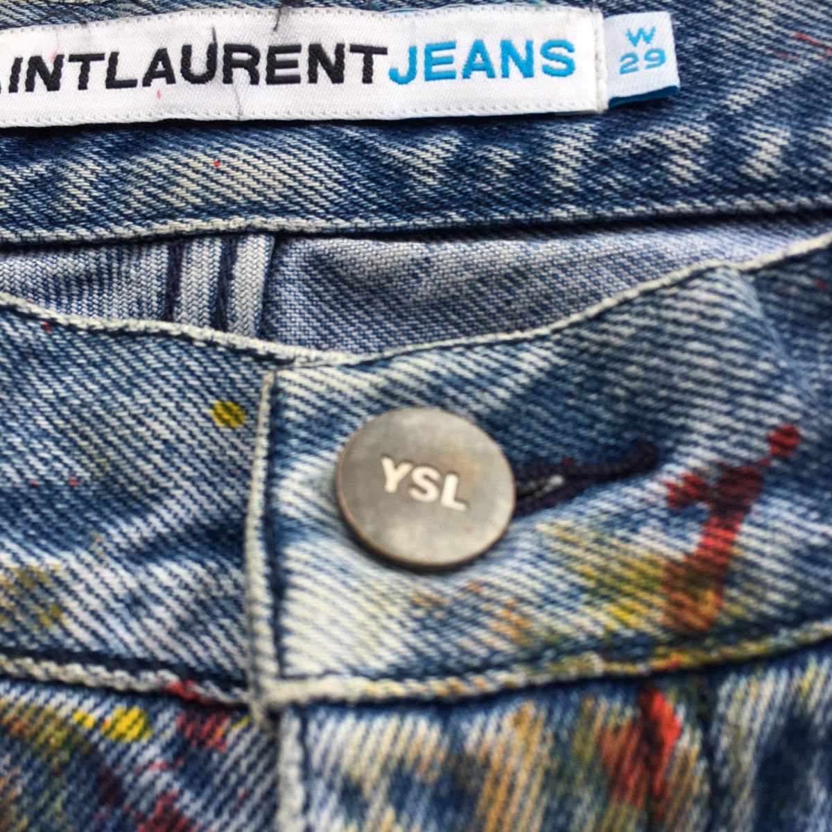 Yves Saint Laurent Vintage Rare Yves Saint Laurent Paris Painted Jeans Size US 29 - 8 Thumbnail