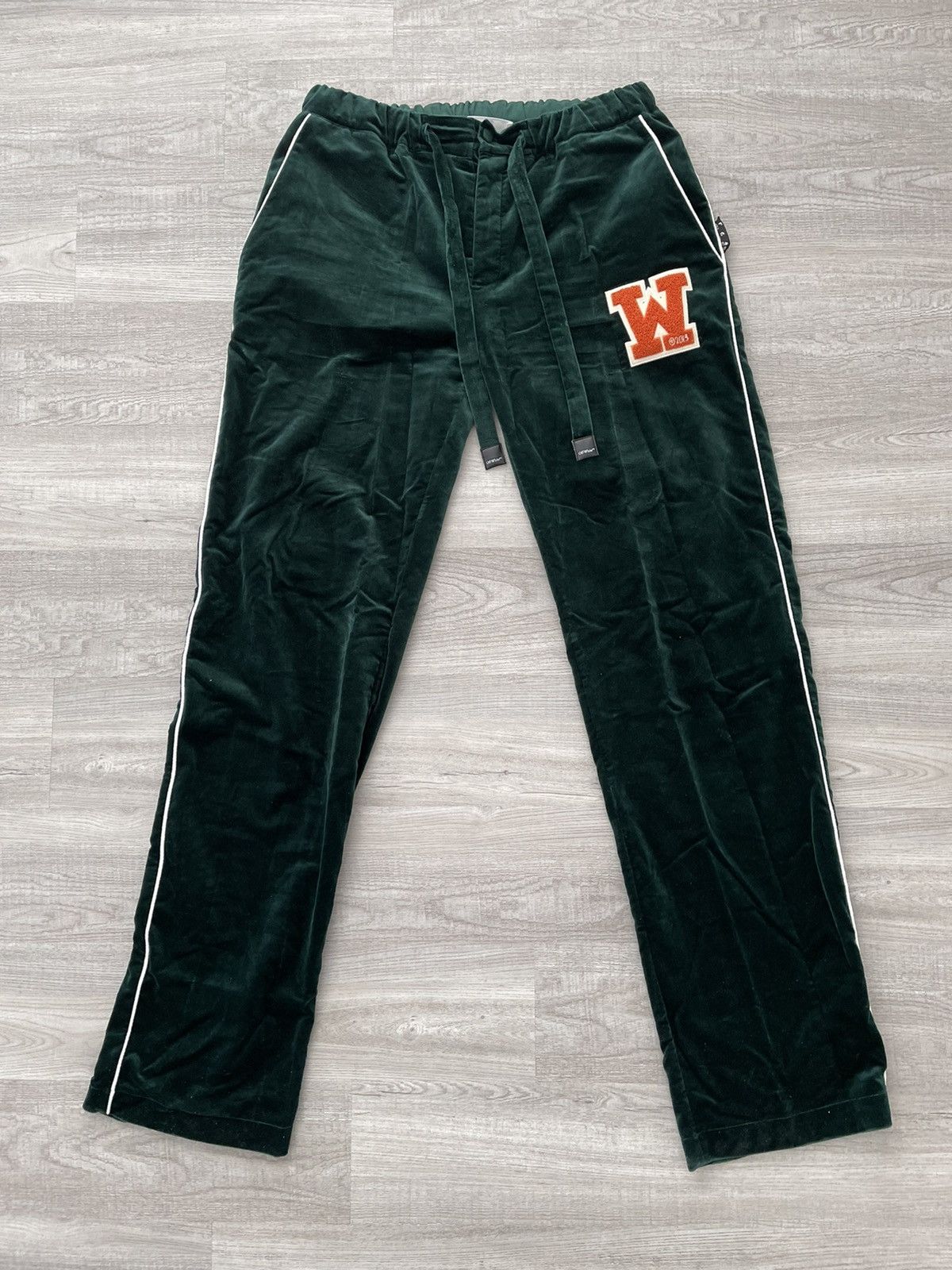 Image of Off White Off-White Green Velvet Pajama Lounge Pants Xl, Men's (Size 36)