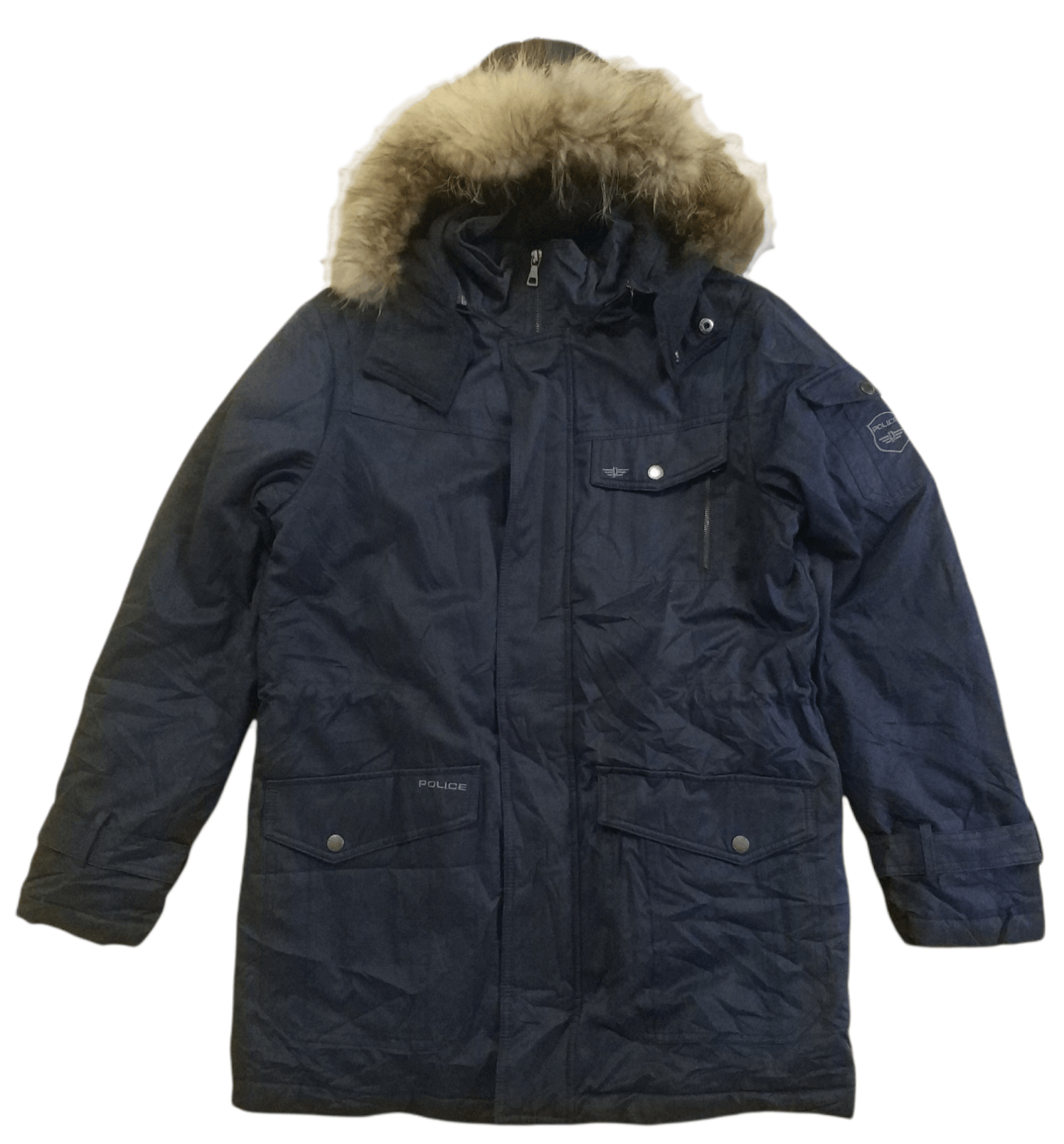 🔥Police Faux Fur Fishtail Quilted Jacket