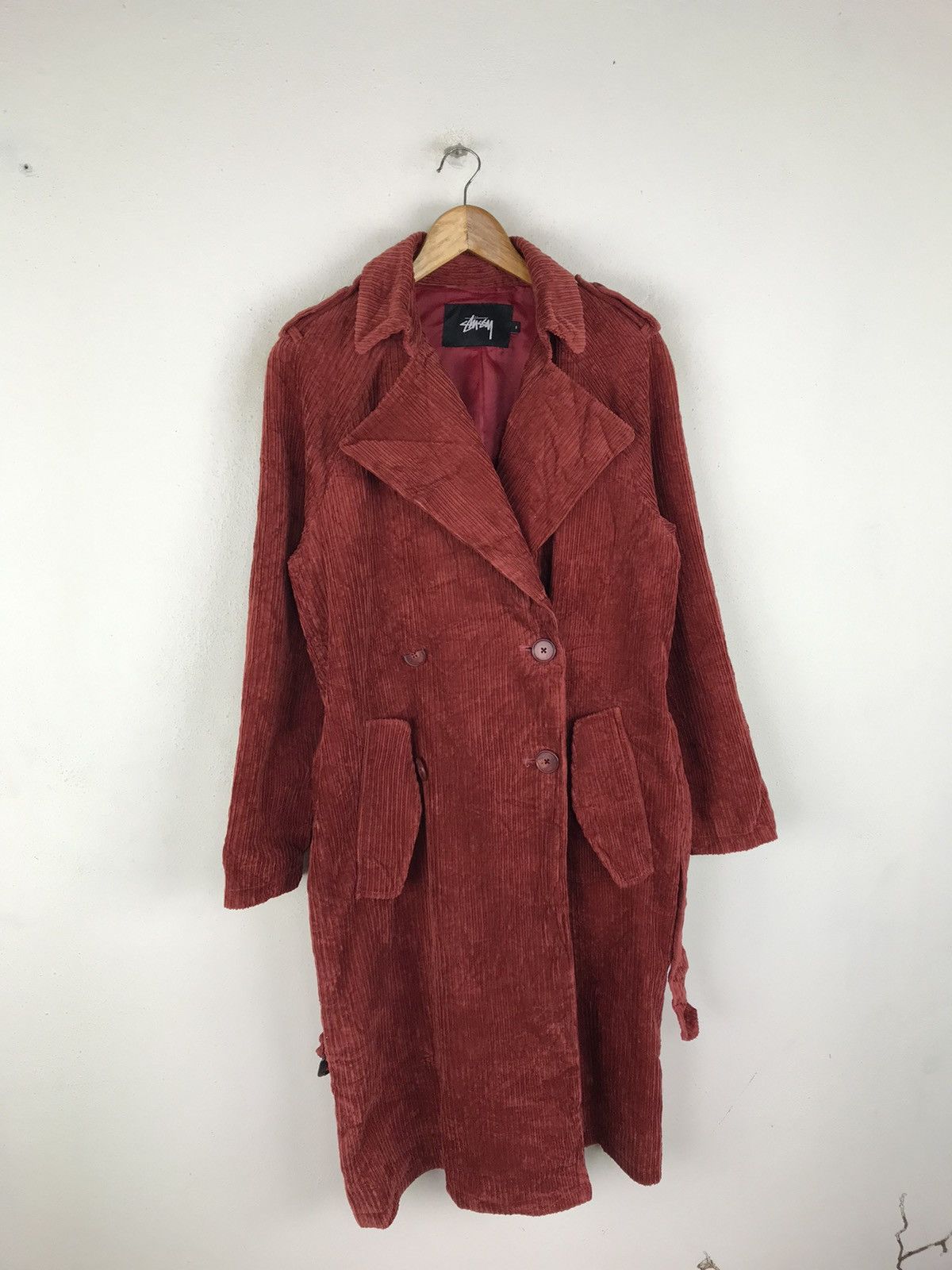 Other × Stussy Vintage Stussy Corduroy Trench Coat - Rust Red - Small Size US S / EU 44-46 / 1 - 3 Thumbnail