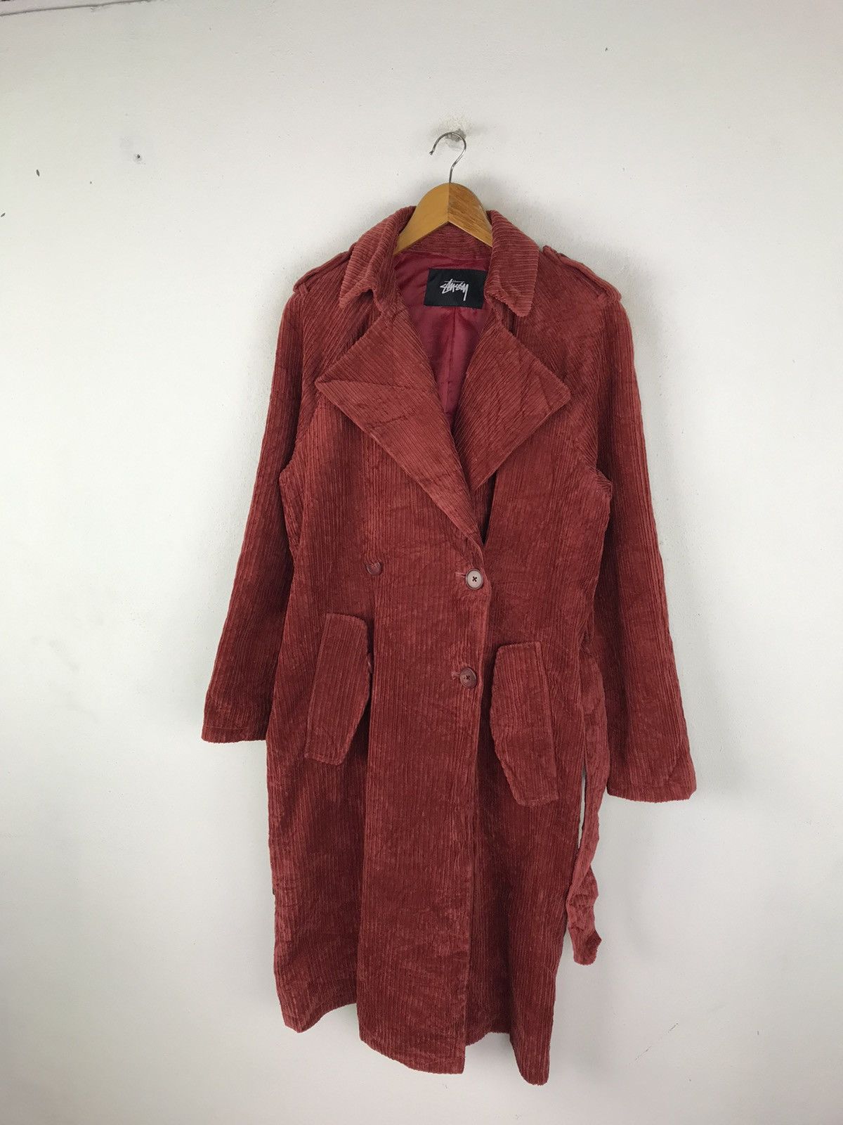 Other × Stussy Vintage Stussy Corduroy Trench Coat - Rust Red - Small Size US S / EU 44-46 / 1 - 4 Thumbnail