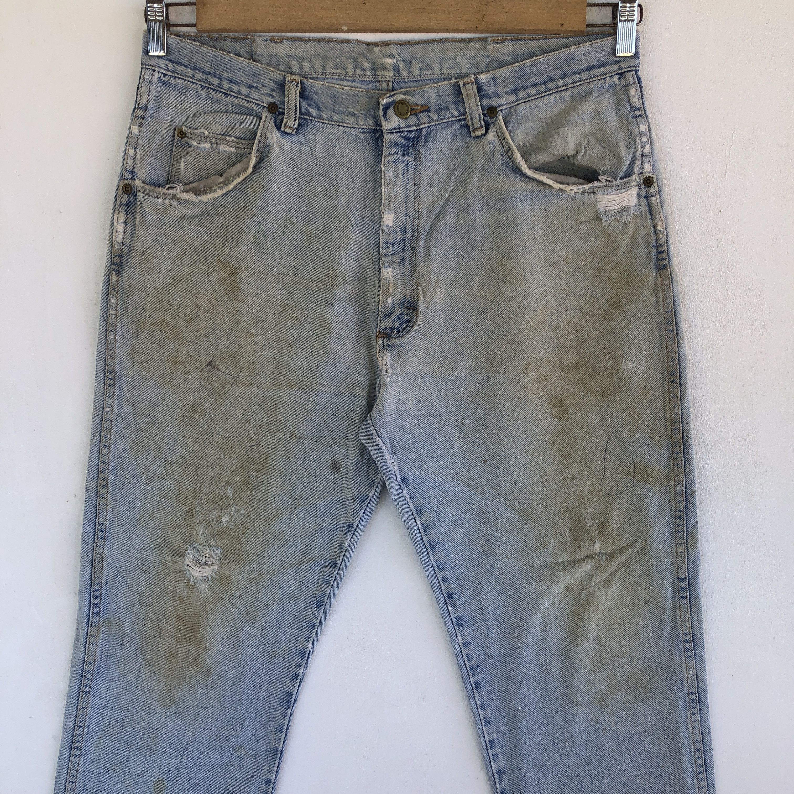 Wrangler Vintage Dirty Wrangler Distressed Jeans Wrangler Denim Size US 34 / EU 50 - 4 Thumbnail