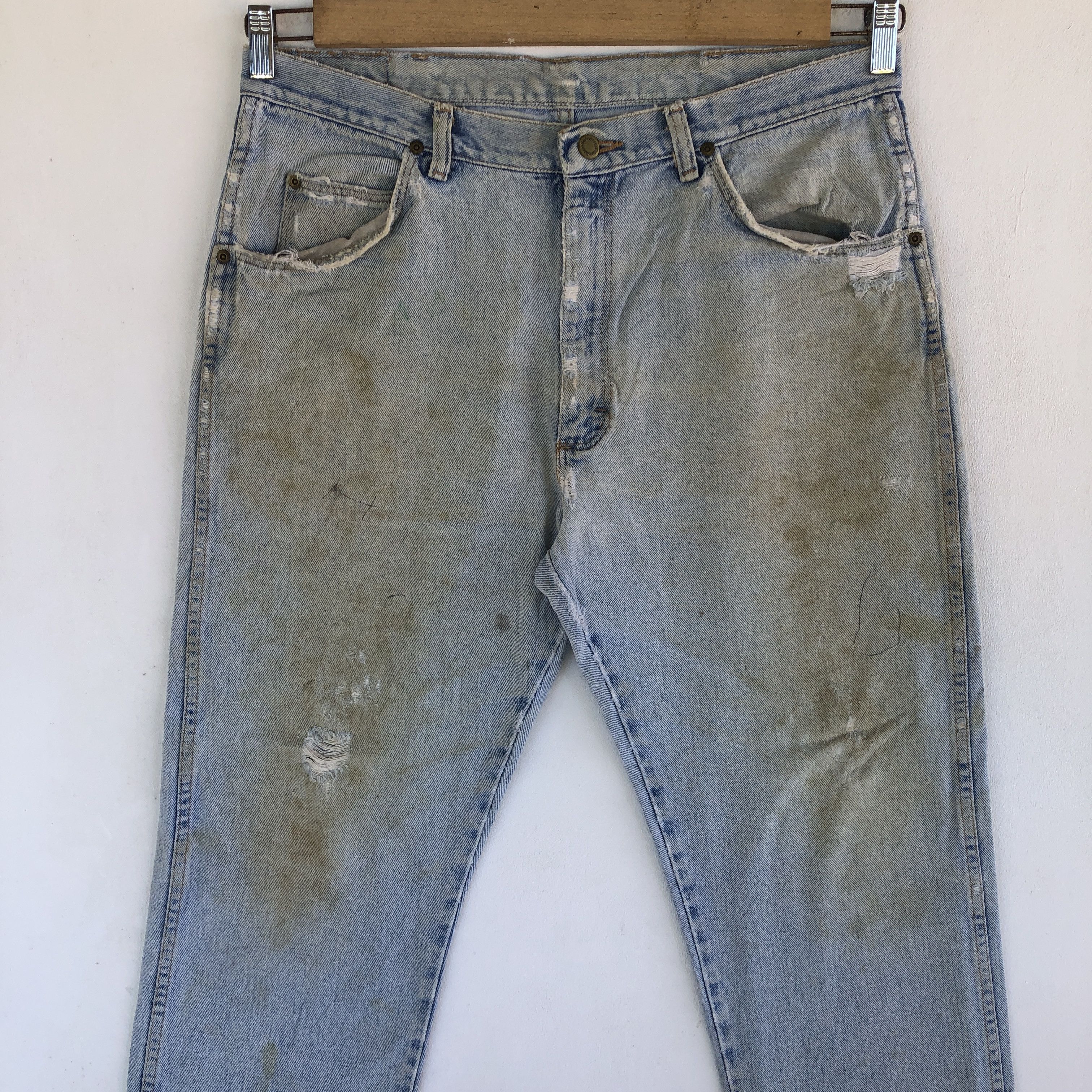 Wrangler Vintage Dirty Wrangler Distressed Jeans Wrangler Denim Size US 34 / EU 50 - 3 Thumbnail