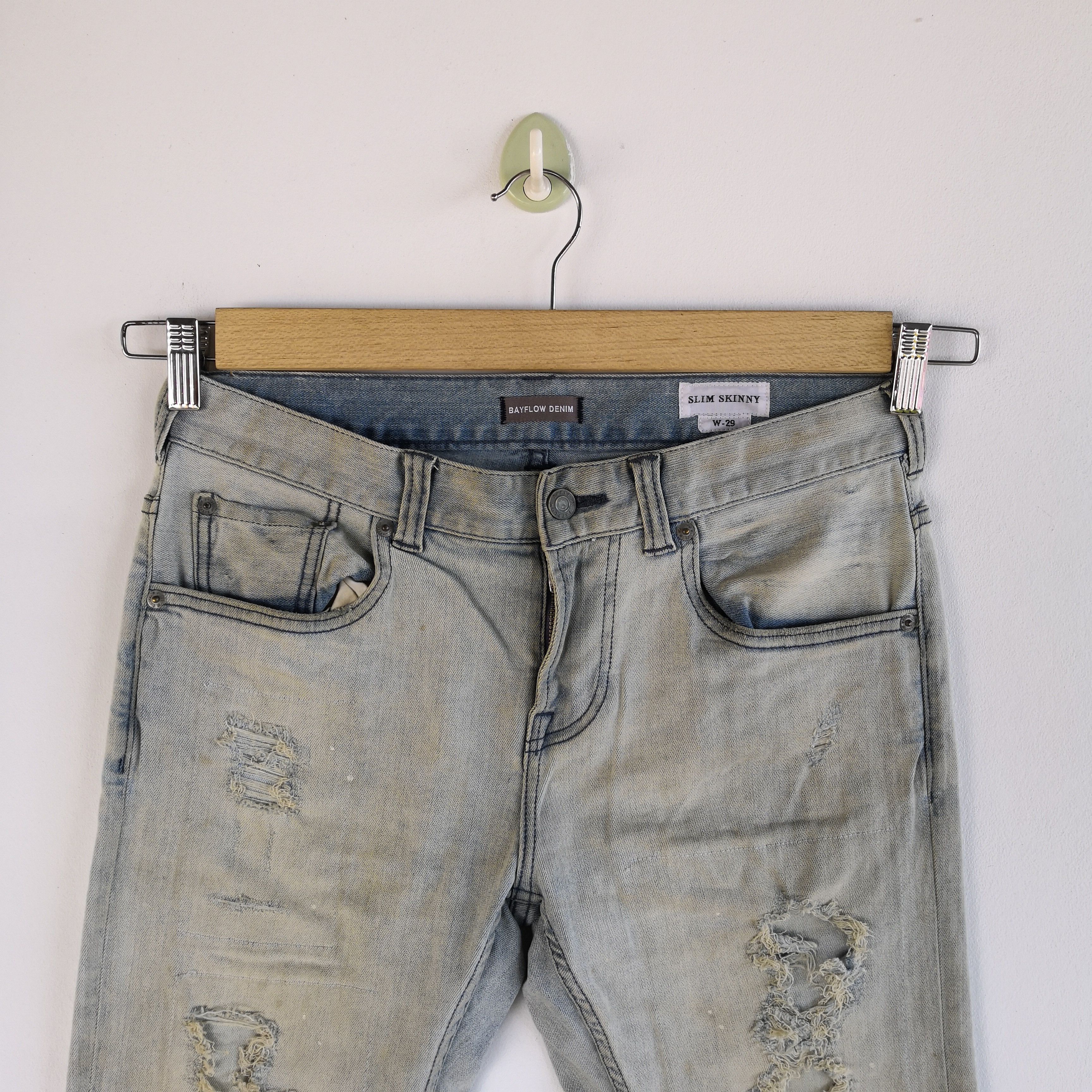 Japanese Brand Rusty Bayflow Distressed Dirty Denim Jeans Skinny Pants Size US 30 / EU 46 - 3 Thumbnail