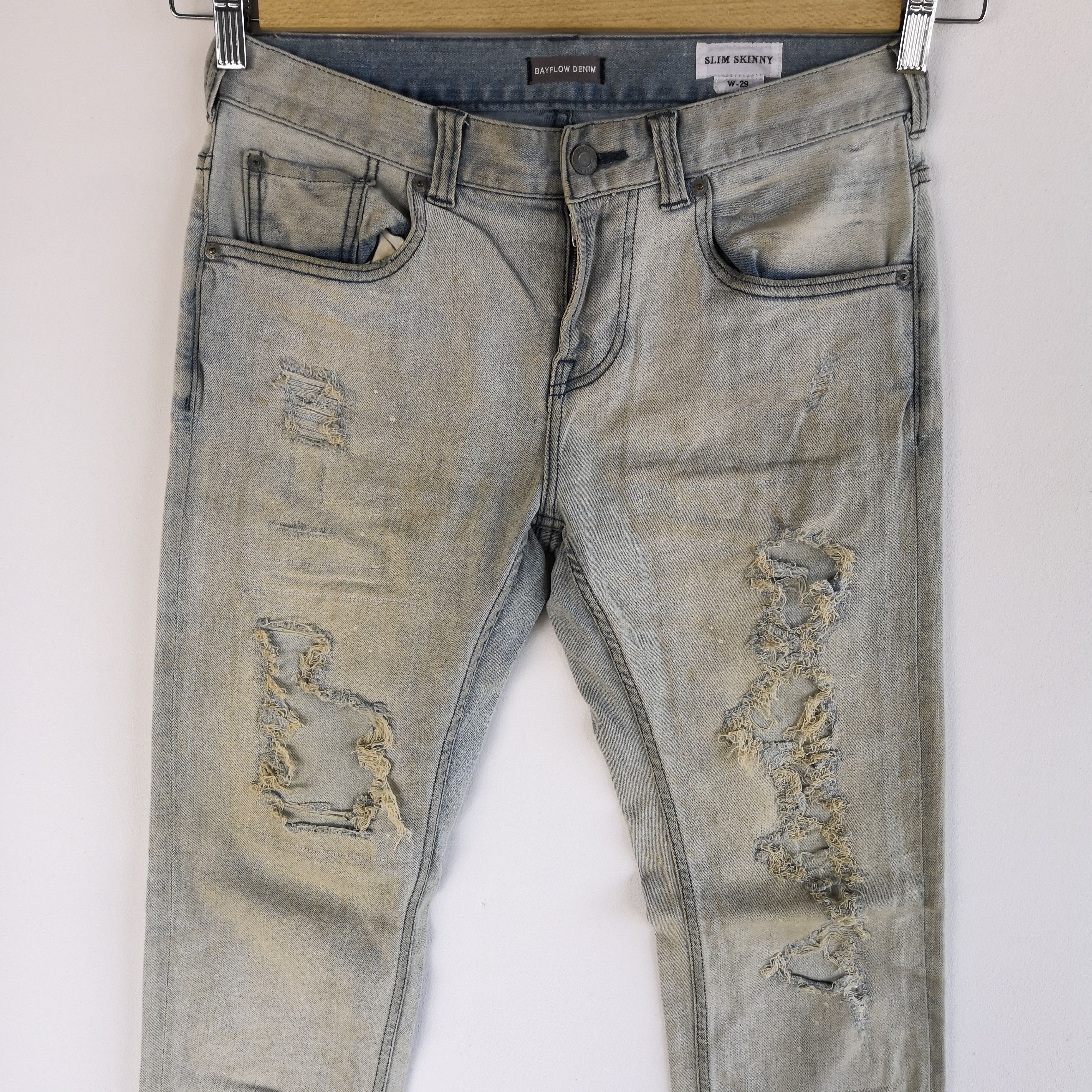 Japanese Brand Rusty Bayflow Distressed Dirty Denim Jeans Skinny Pants Size US 30 / EU 46 - 5 Thumbnail