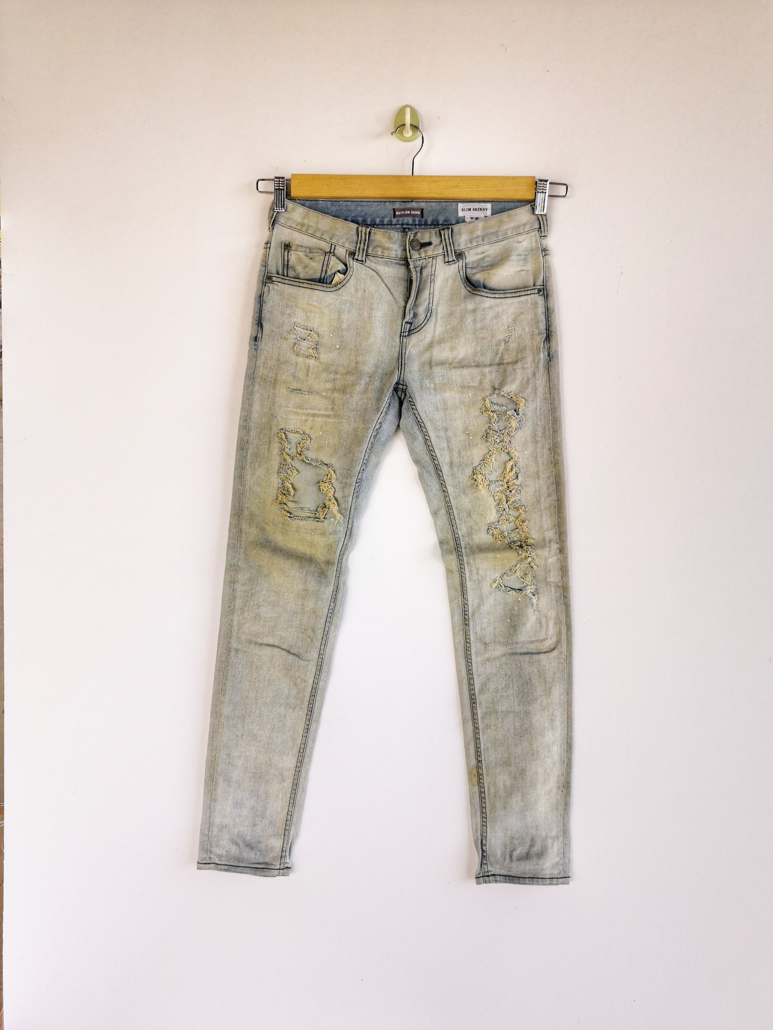 Japanese Brand Rusty Bayflow Distressed Dirty Denim Jeans Skinny Pants Size US 30 / EU 46 - 1 Thumbnail