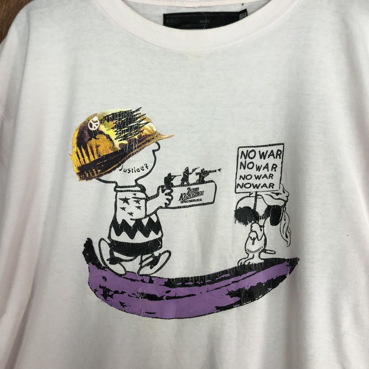 Vintage DLL Ted Kenedee No War WHite SHort Sleeve Tshirt #1451 Size US XL / EU 56 / 4 - 7 Thumbnail