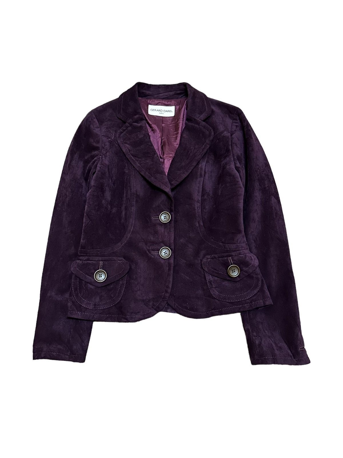 image of Italian Designers Gerard Darel Paris Velvet Blazer in Purple, Women's (Size Small)