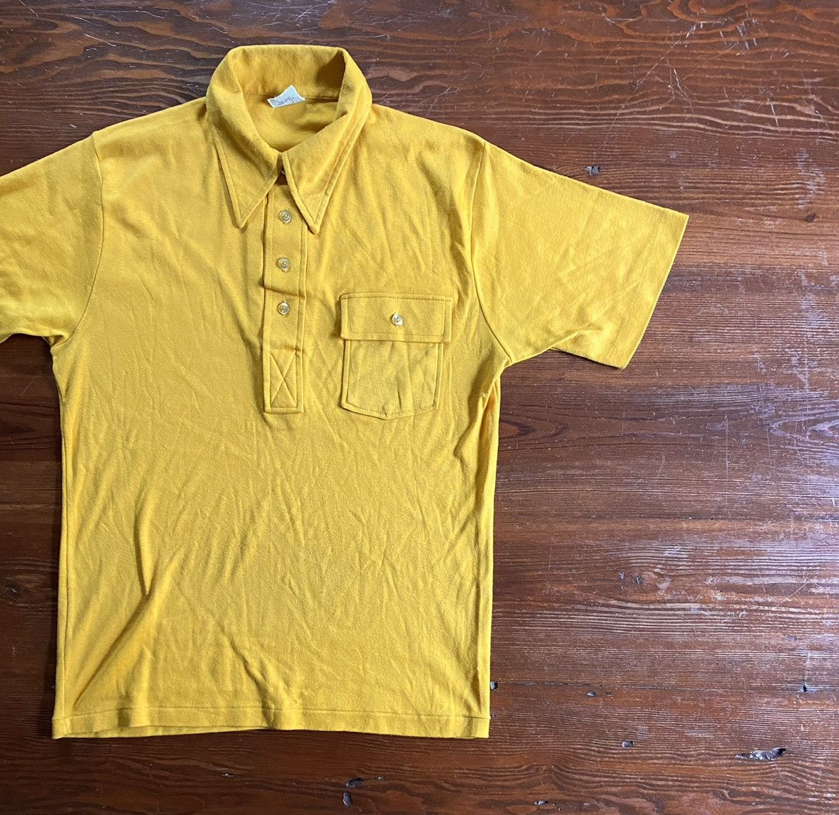 Retrofit Vintage 50’s Amati By Barclay Yellow Single Stitch Polo Size US S / EU 44-46 / 1 - 1 Thumbnail