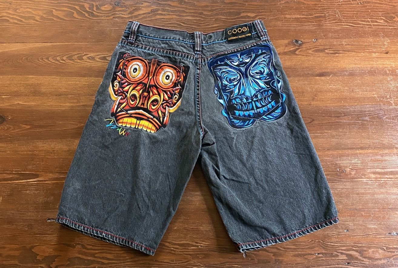 Coogi Vintage Y2K’s Coogi Tribal Embroidery Long Wide Jean Shorts Size US 37 - 1 Thumbnail