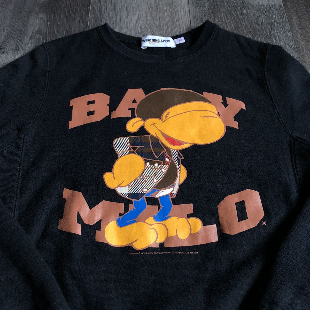 Bape Rare OG A Bathing Ape Bape Baby Milo Check Graphic Crewneck Size XS / US 0-2 / IT 36-38 - 2 Thumbnail