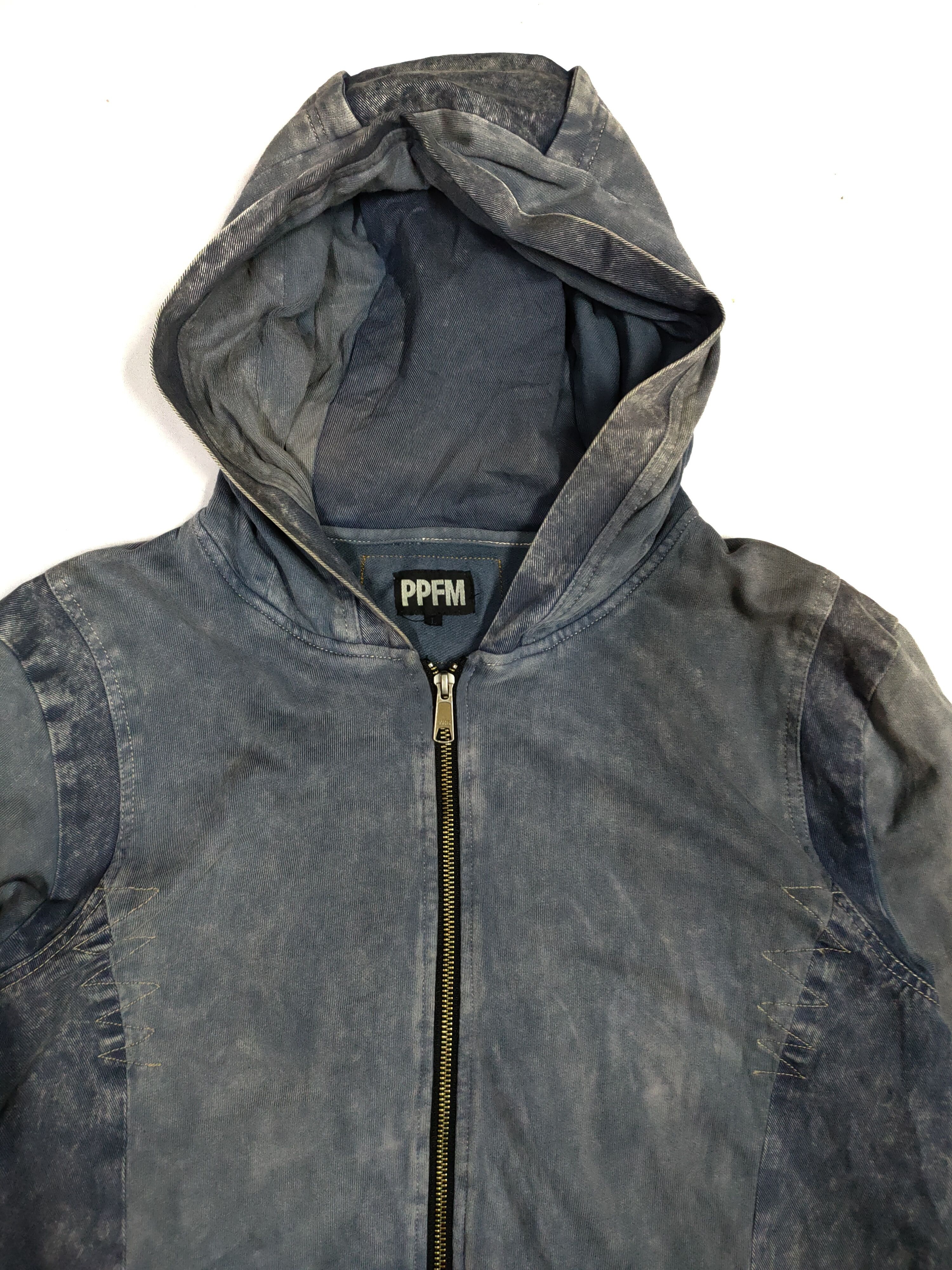 Japanese Brand PPFM VINTAGE WASHED BLUE DENIM ZIPPER HOODIE Size US L / EU 52-54 / 3 - 4 Thumbnail