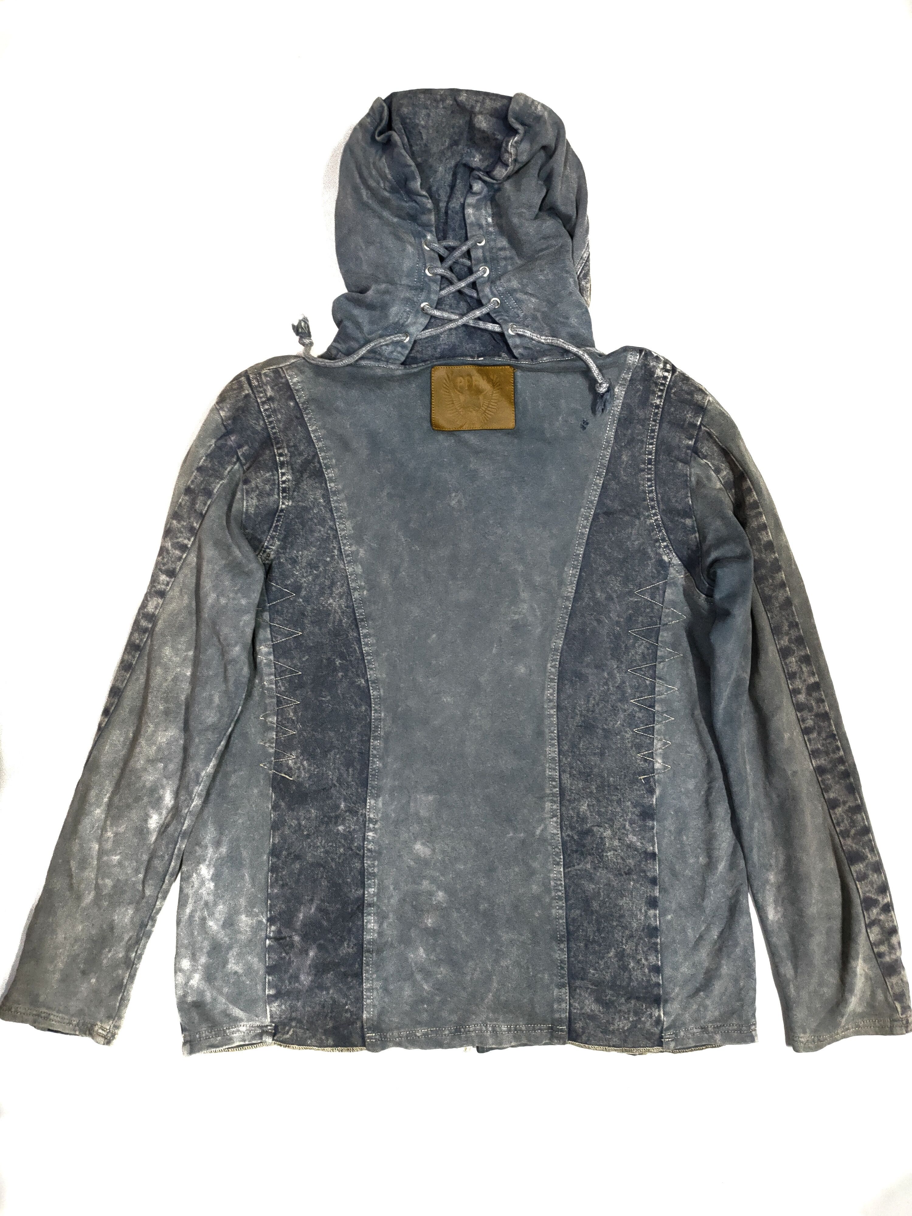 PPFM VINTAGE WASHED BLUE DENIM ZIPPER HOODIE