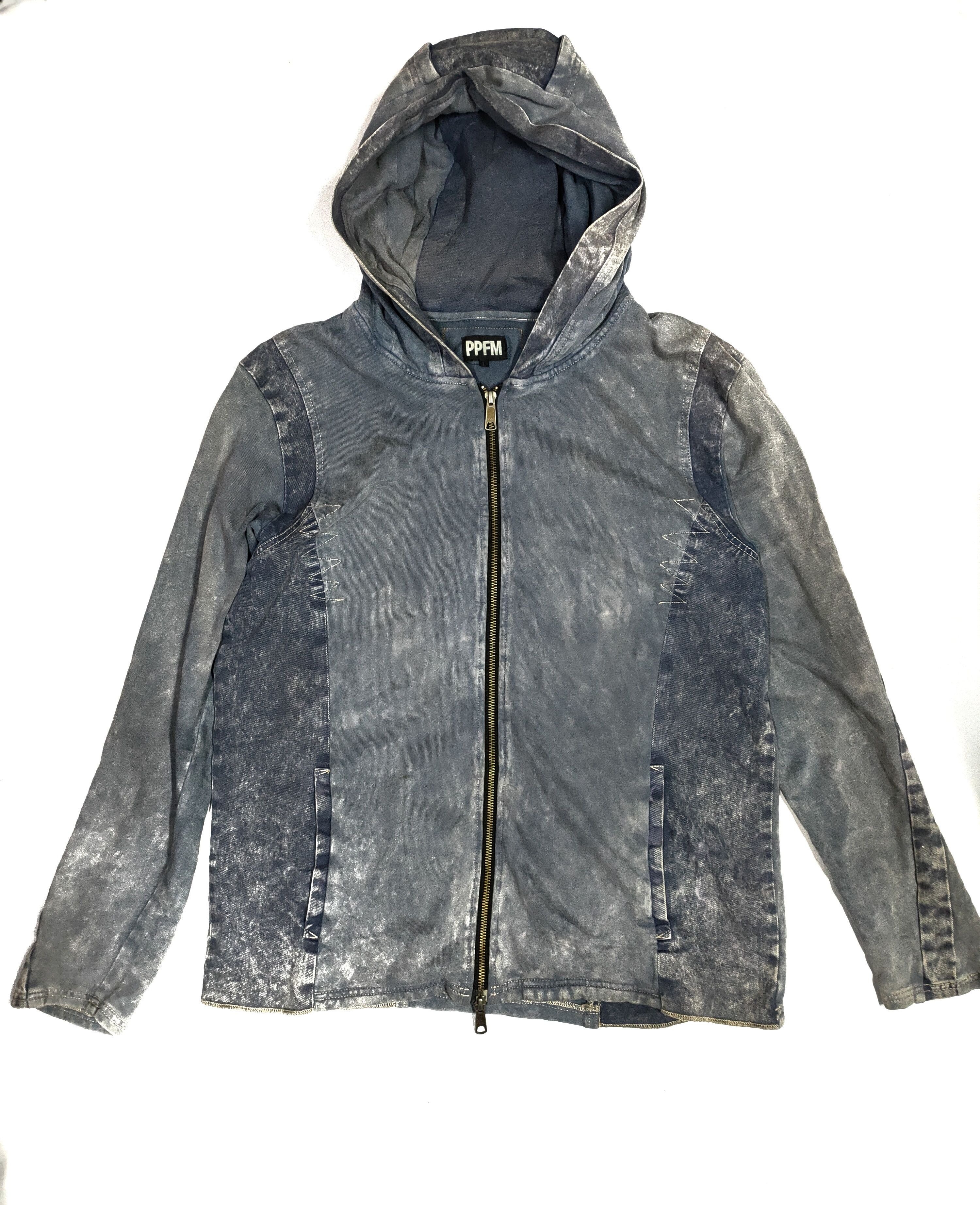 Japanese Brand PPFM VINTAGE WASHED BLUE DENIM ZIPPER HOODIE Size US L / EU 52-54 / 3 - 2 Thumbnail