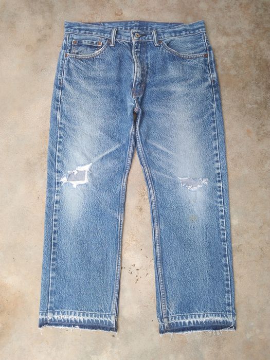 Vintage Vintage Levi's Jeans 505 Released Hem Distressed Denim 33x26 ...