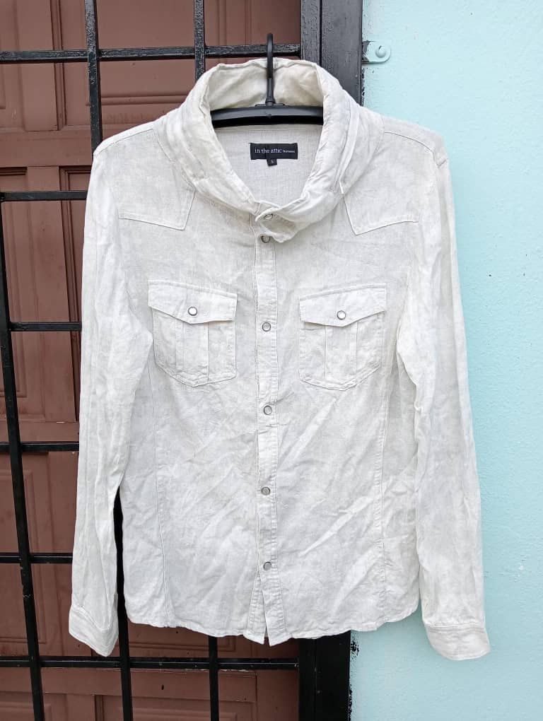 image of Avant Garde x In The Attic Homme Hoodie Button Shirt in White, Men's (Size Small)