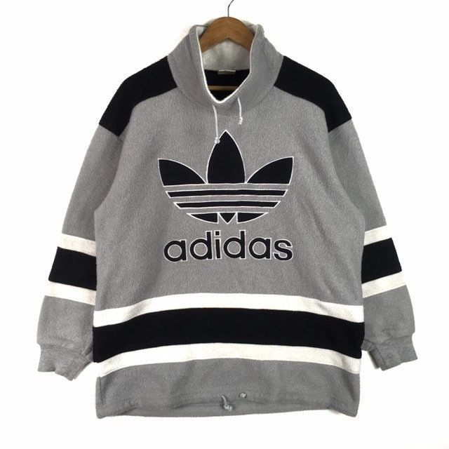 Adidas Vintage ADIDAS Trefoil 3 Stripes Big Logo Fleece Sweatshirt Size US L / EU 52-54 / 3 - 1 Thumbnail